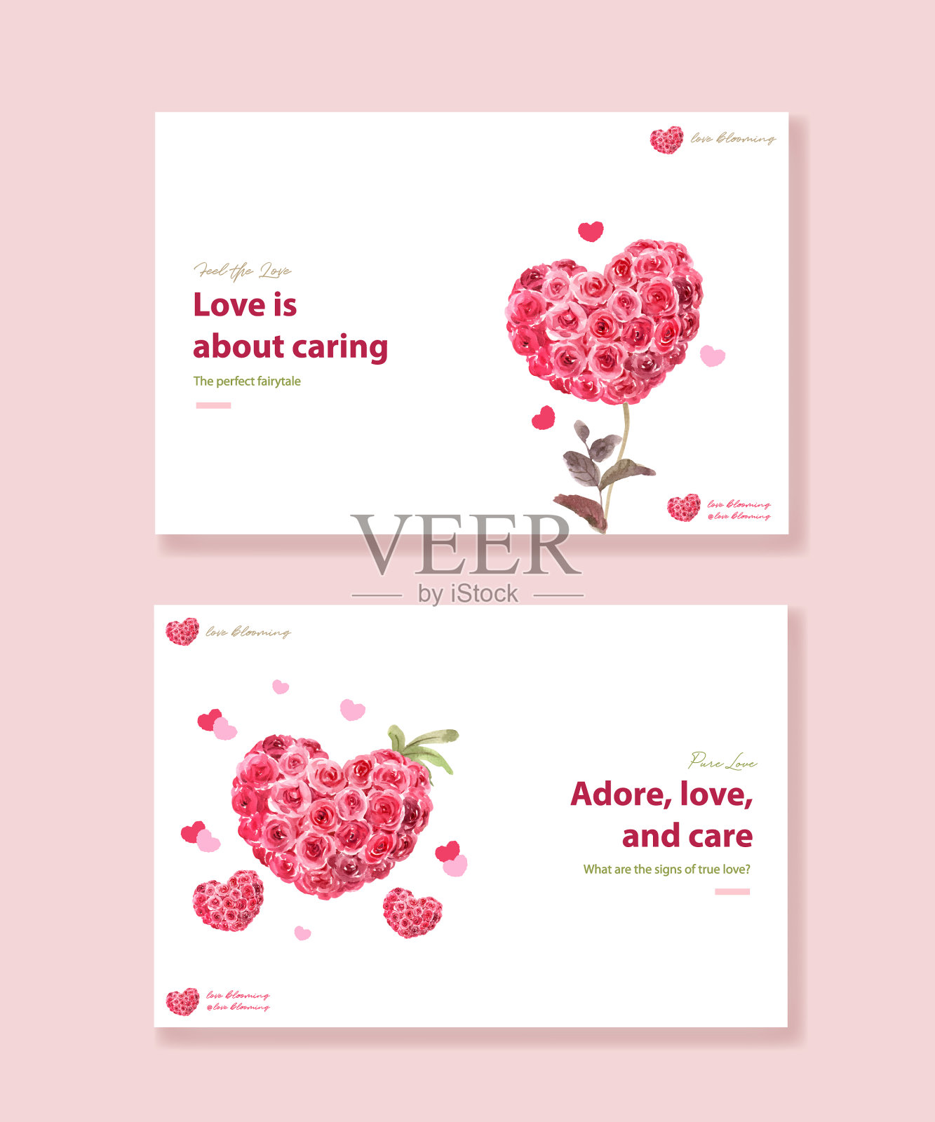 Facebook模板与爱盛开的概念插画图片素材