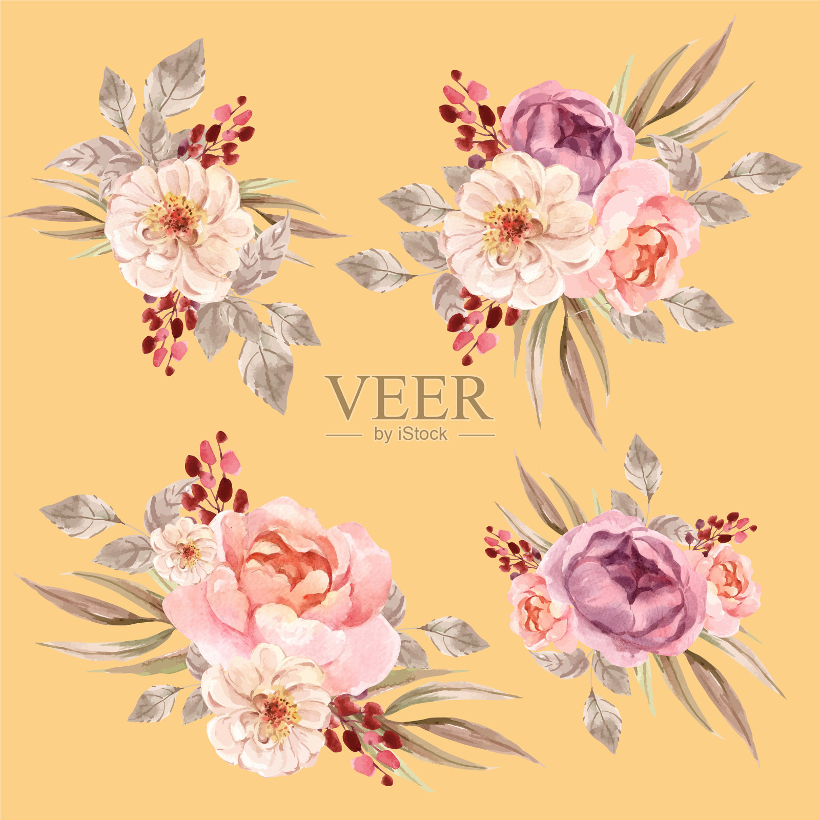 花束与爱盛开的概念设计插画图片素材