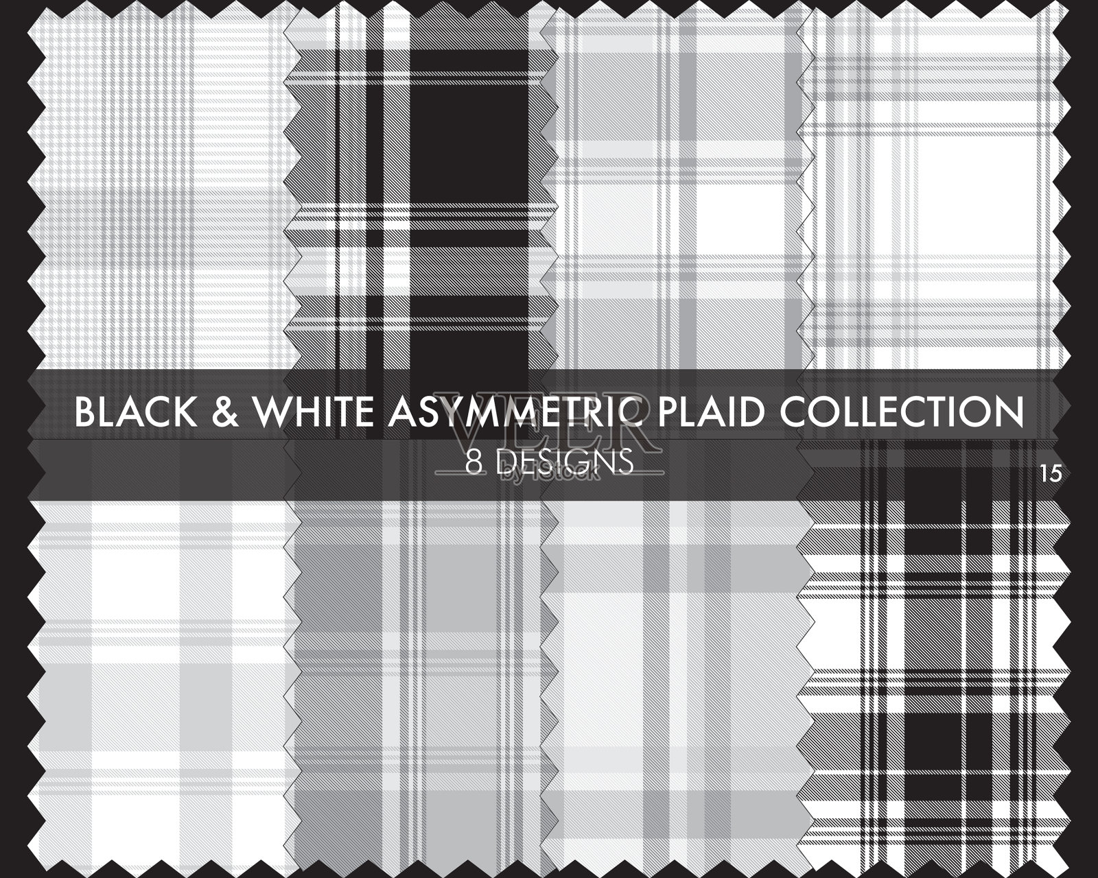黑白不对称格子无缝花纹插画图片素材