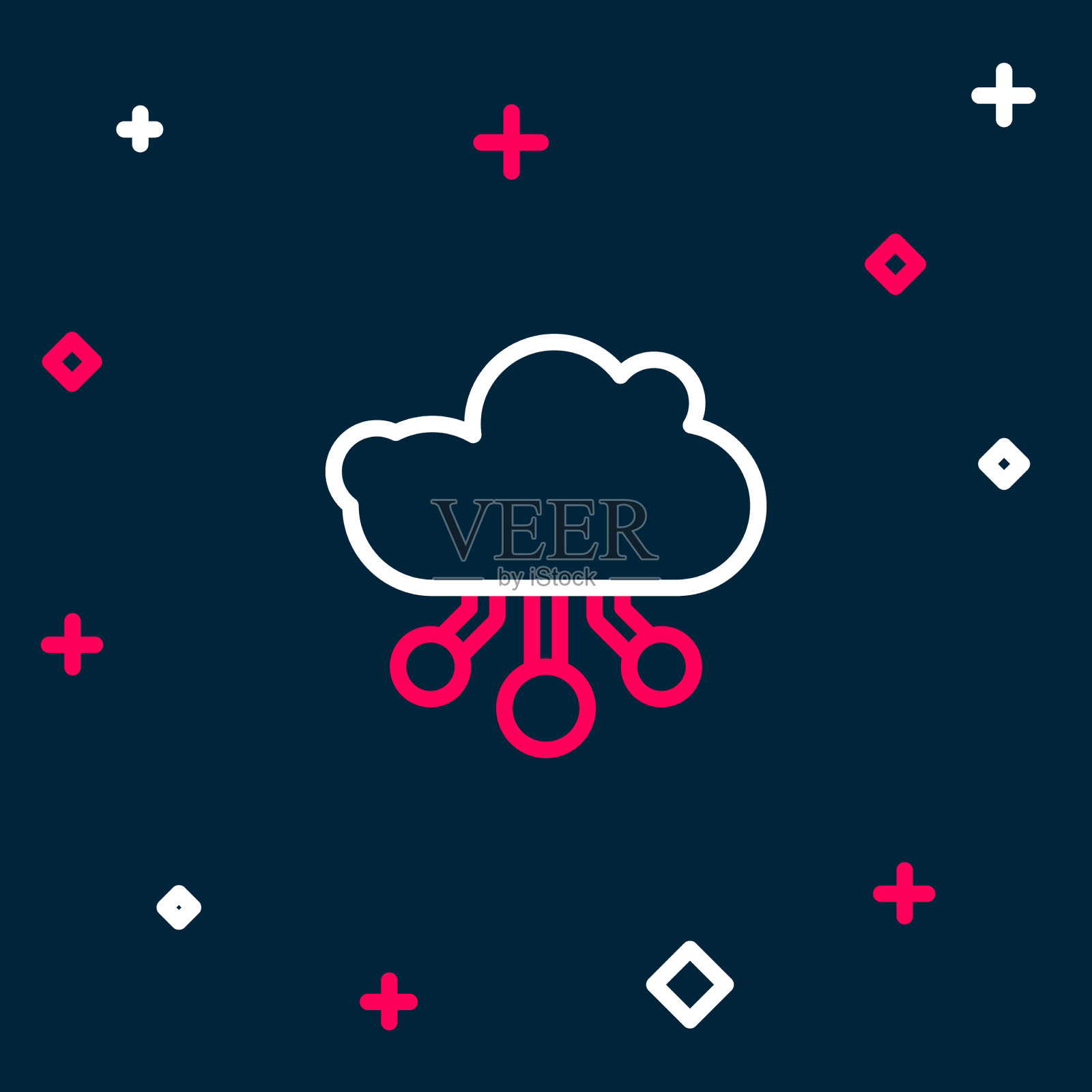 线互联网的东西图标孤立在蓝色插画图片素材