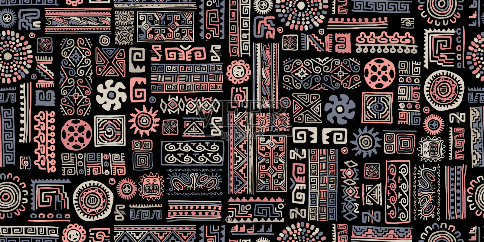 民族手工装饰无缝花纹插画图片素材