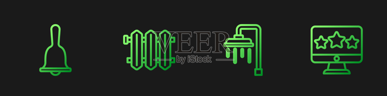 设线淋浴房服务铃加热图标素材