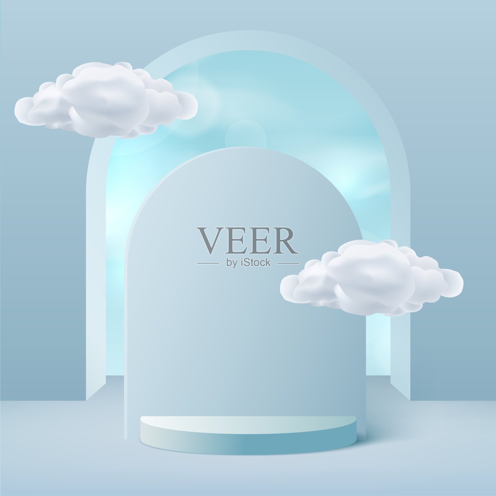 抽象背景与蓝色几何三维平台。矢量图插画图片素材