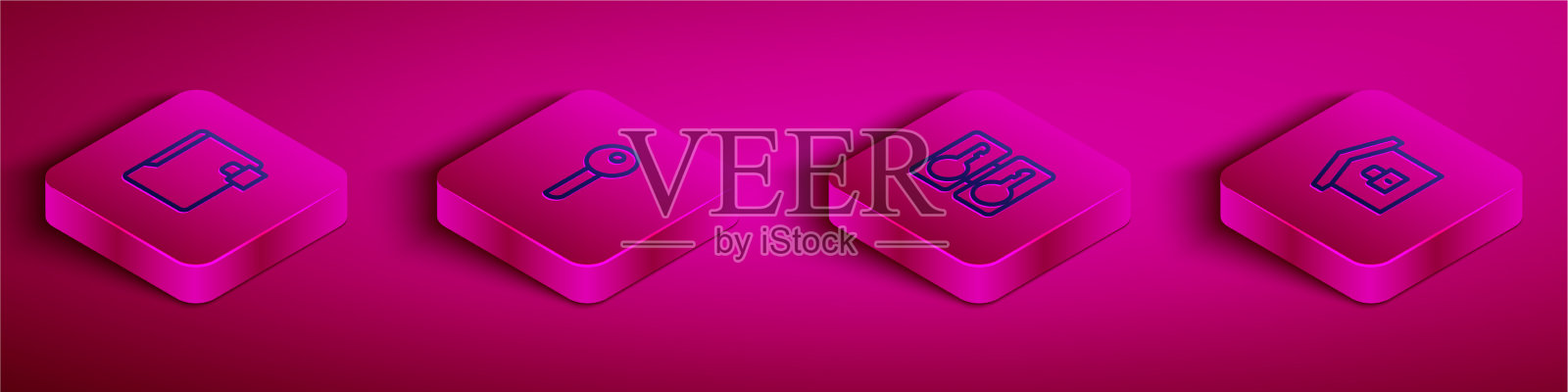 设置等距线文件夹和锁键铸造图标素材