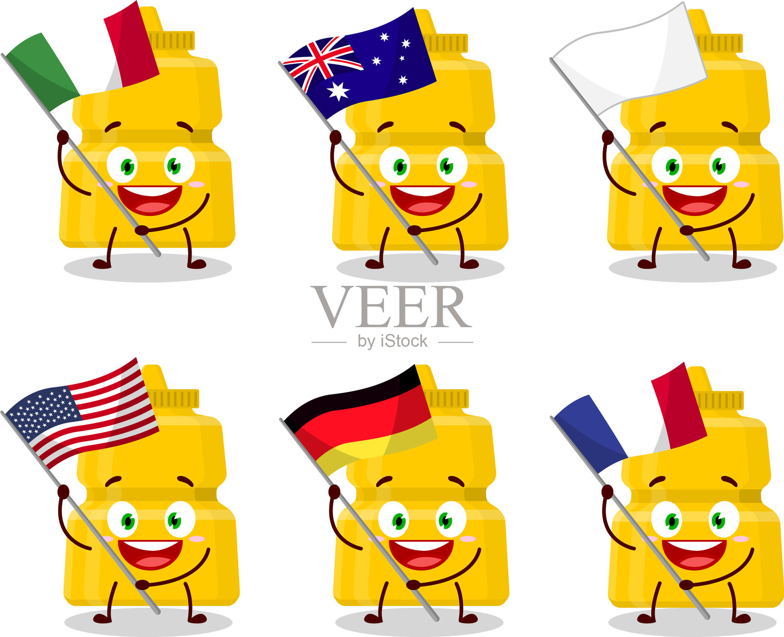 芥末漫画带来了不同国家的国旗插画图片素材