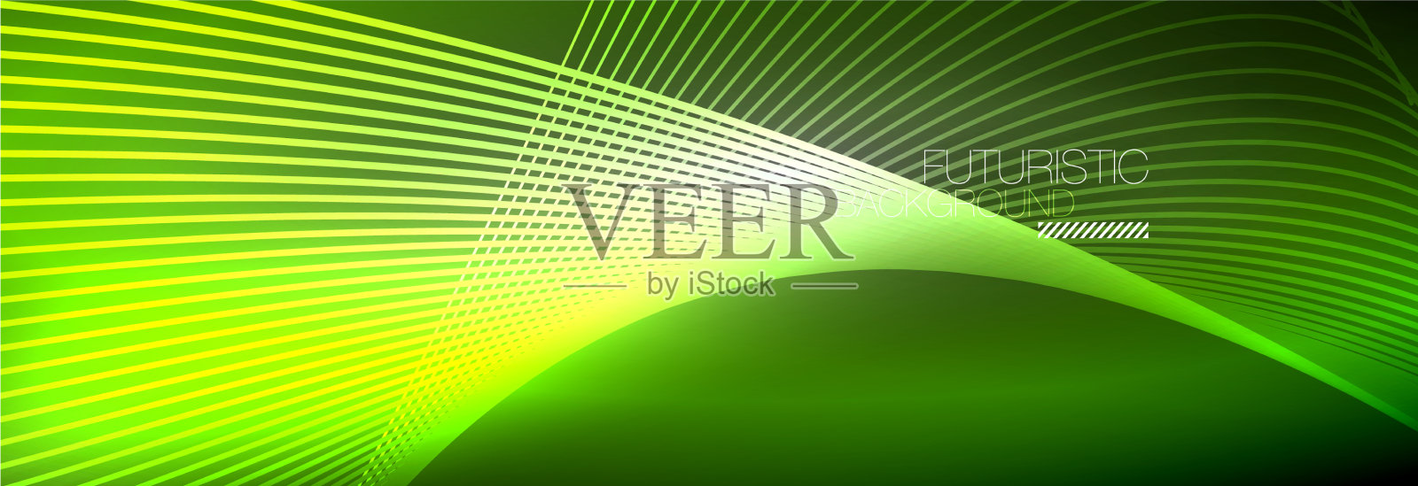 抽象的霓虹灯在黑暗中发出波浪般的光插画图片素材