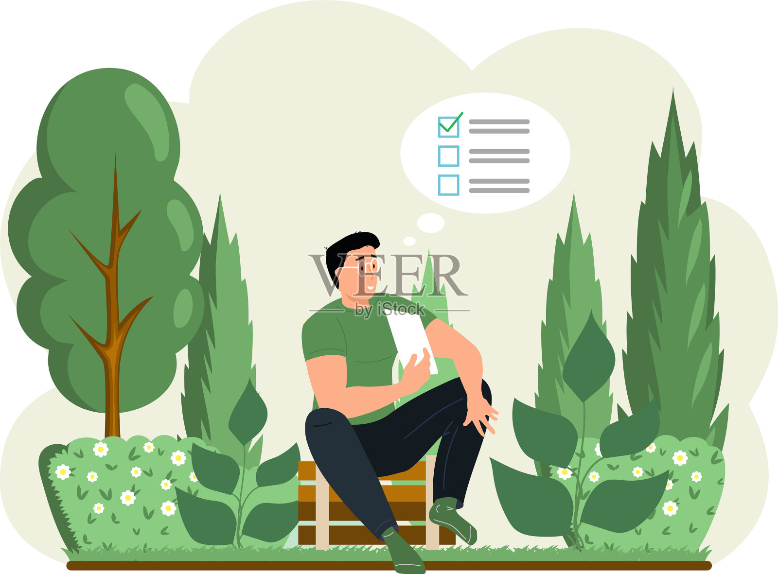 园丁景观设计师男角色选址插画图片素材