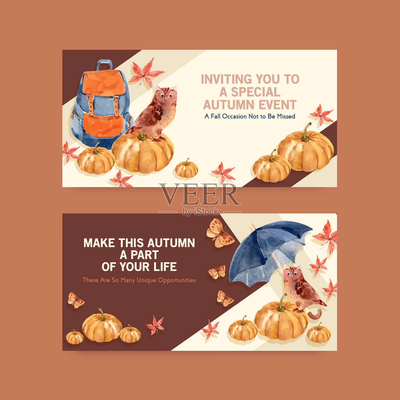 Twitter模板与秋季每日概念设计插画图片素材