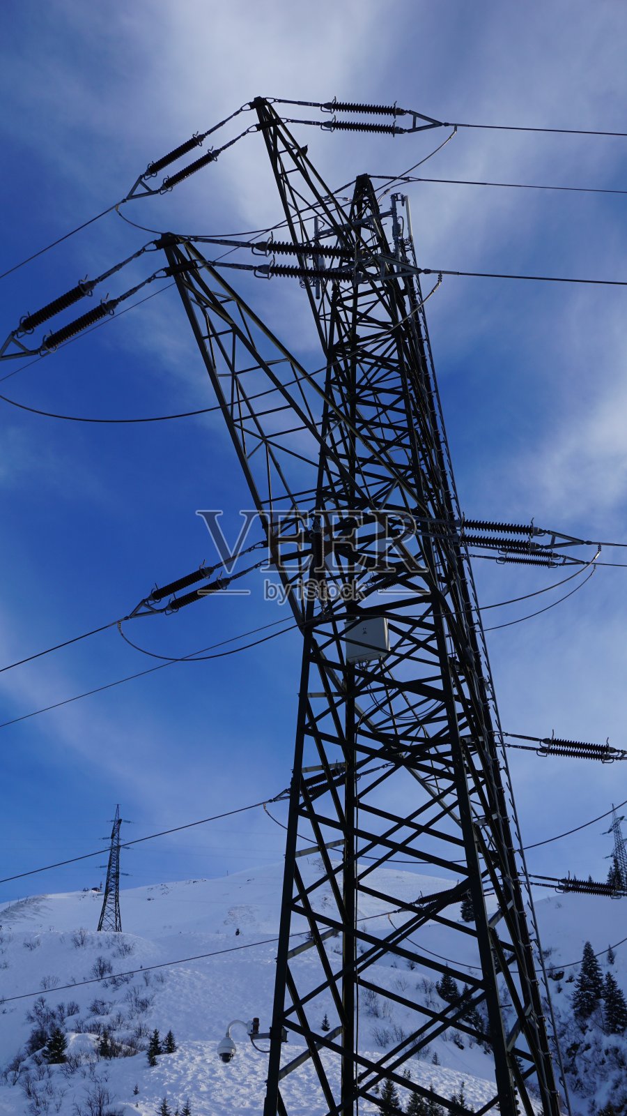 St. Anton am Arlberg Tirol Passstraße Pass in district of Landeck near St. Christoph Stuben Lech Klösterle Vorarlberg High voltage铁塔照片摄影图片