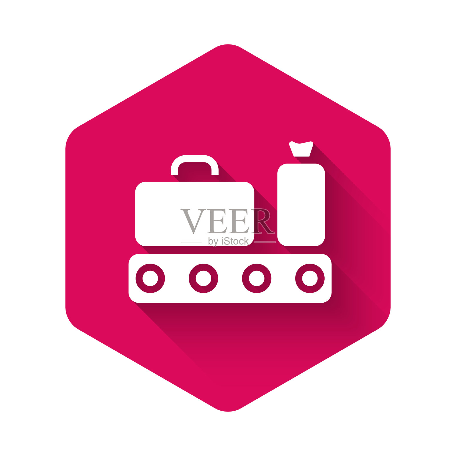 机场的白色传送带上有乘客的行李图标素材