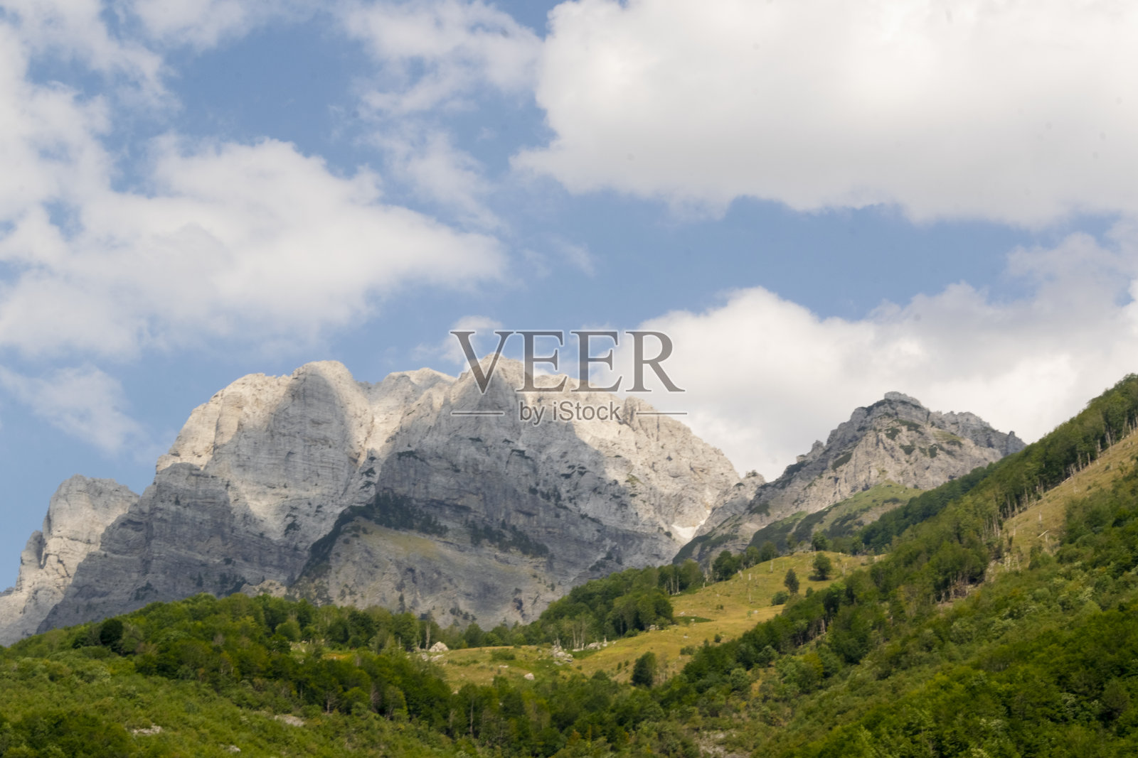 阿尔巴尼亚山阿尔卑斯山。山景,夏天山景如画。阿尔巴尼亚自然全景照片摄影图片