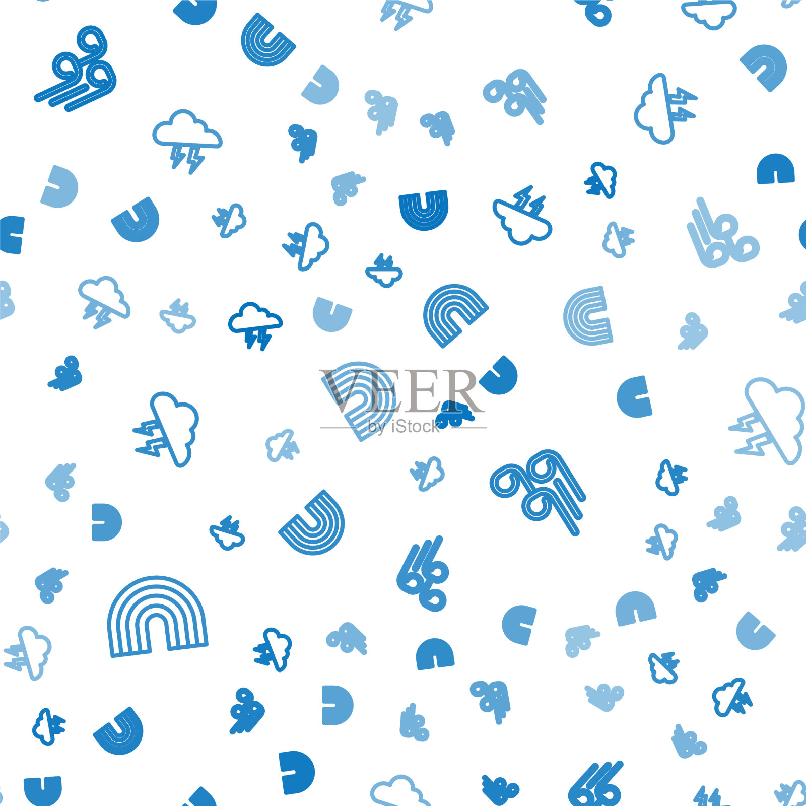 设线彩虹风和风暴的天气图标素材