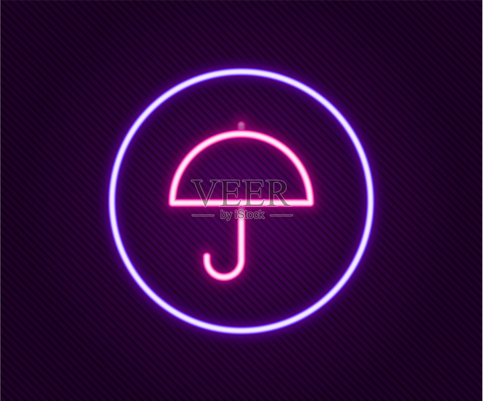 发光霓虹灯线快递包裹带伞插画图片素材