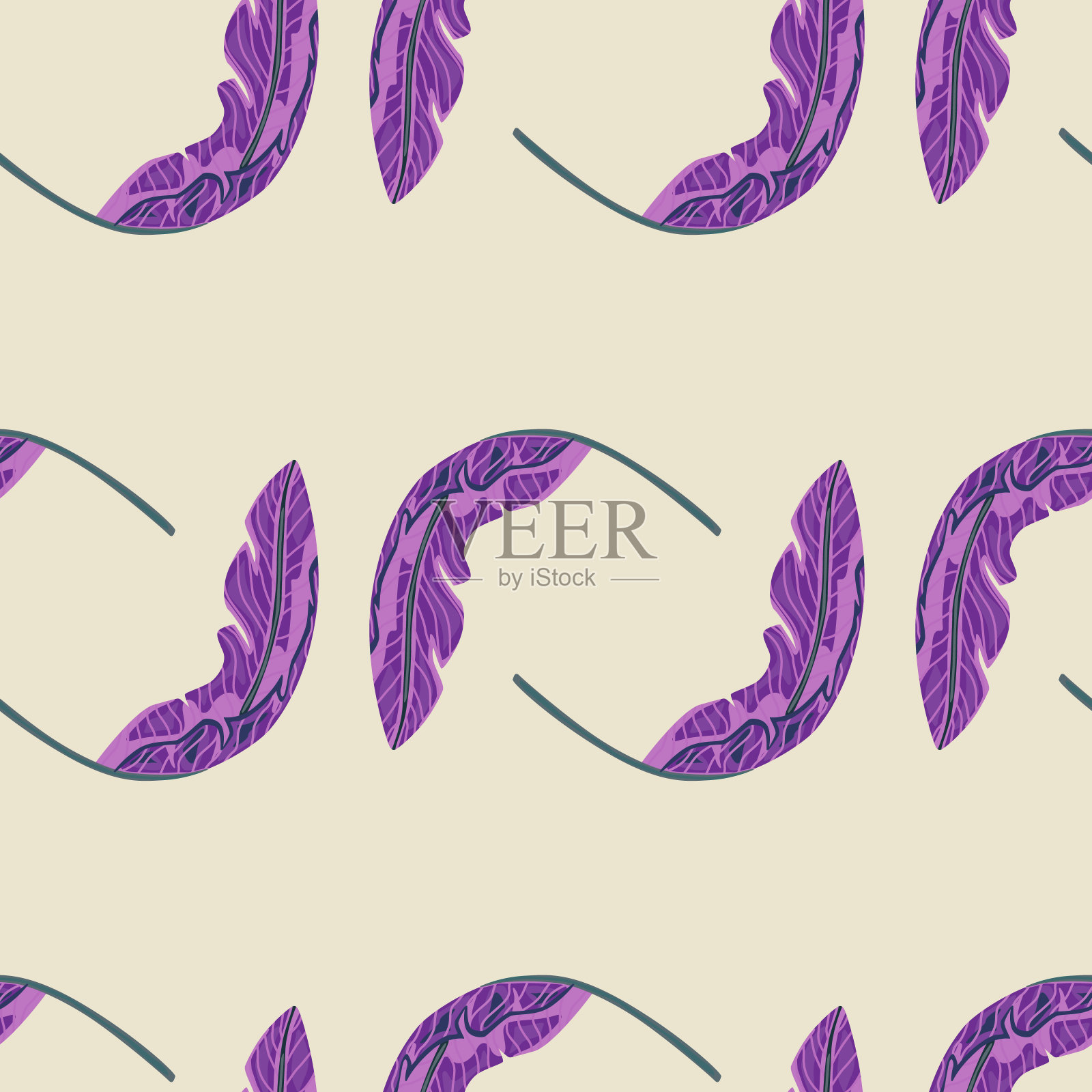 无缝模式与装饰香蕉叶随机轮廓。插画图片素材