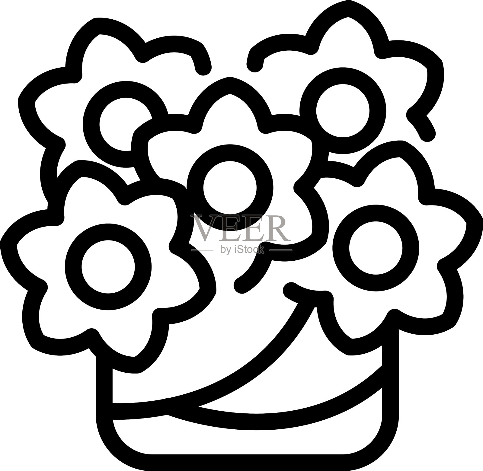 植物花束图标轮廓风格插画图片素材