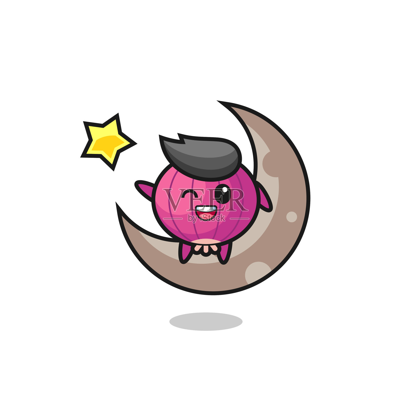 洋葱卡通坐在半月形上插画图片素材