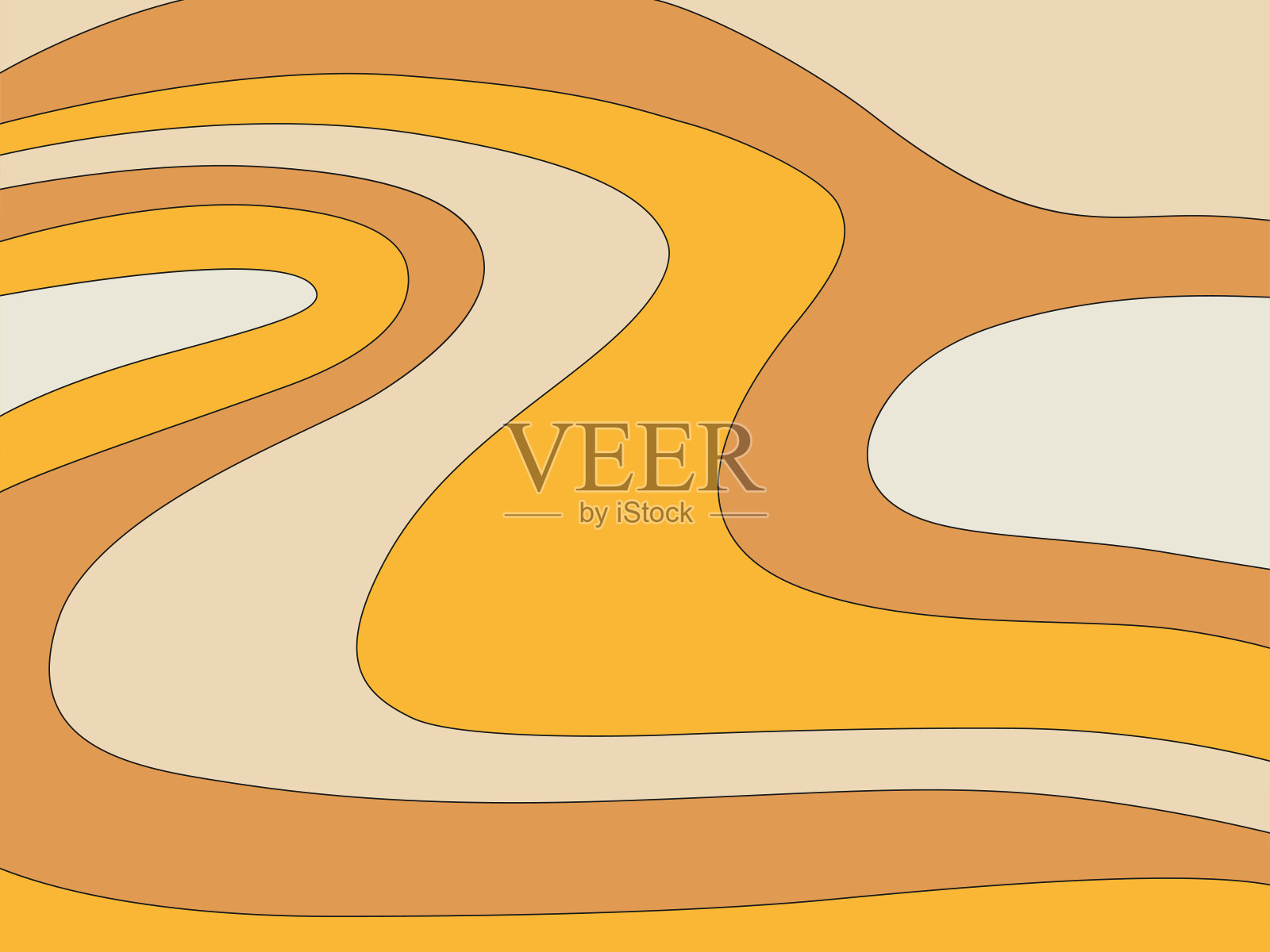 70年代复古的背景。抽象的背景。矢量插图在简单的线性风格-设计模板-嬉皮风格。插画图片素材