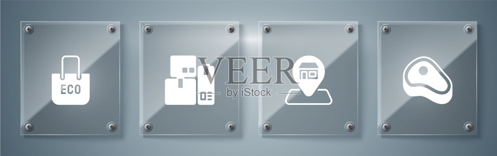 Set steak meat location市场商店现金图标素材