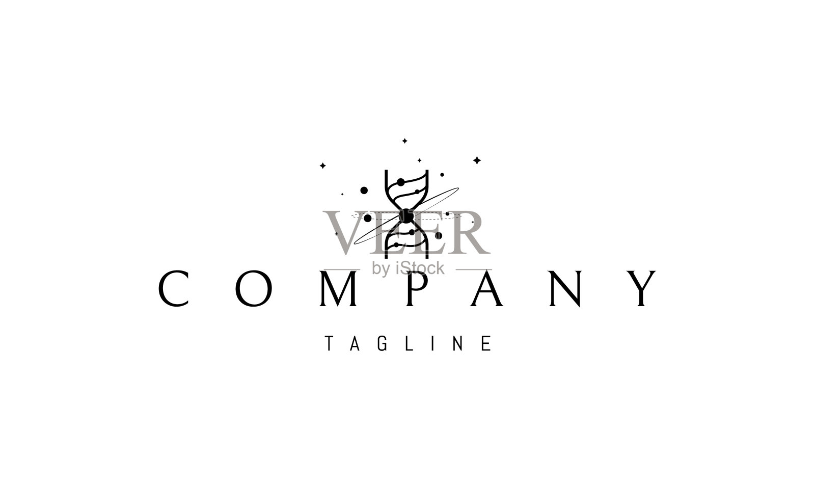 矢量标志,上面是空间中DNA螺旋的抽象图像。插画图片素材