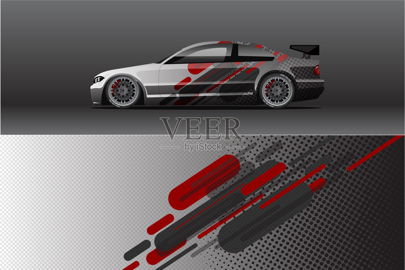 汽车包装贴花设计抽象的赛车和运动插画图片素材