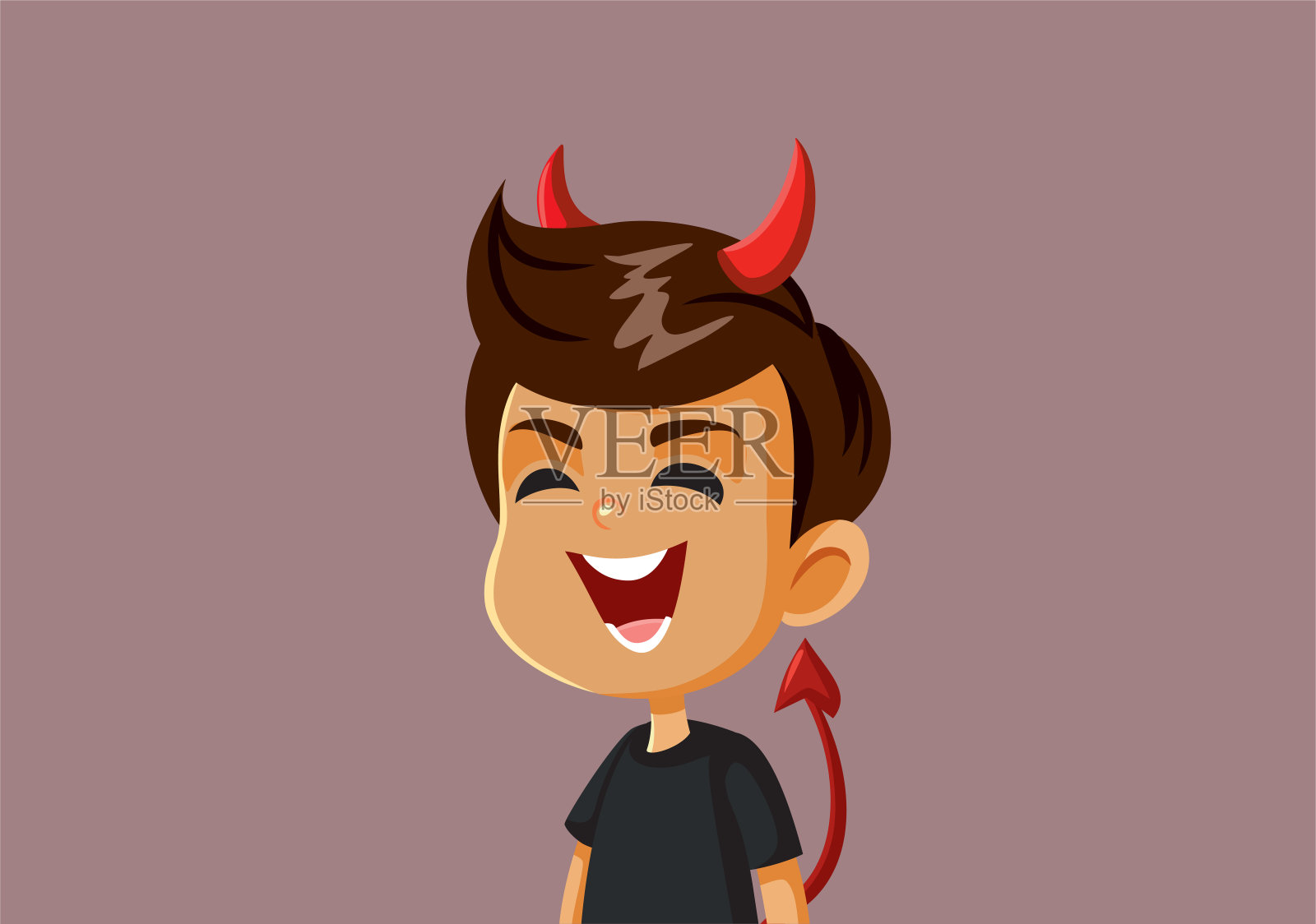 邪恶淘气男孩笑向量卡通设计元素图片