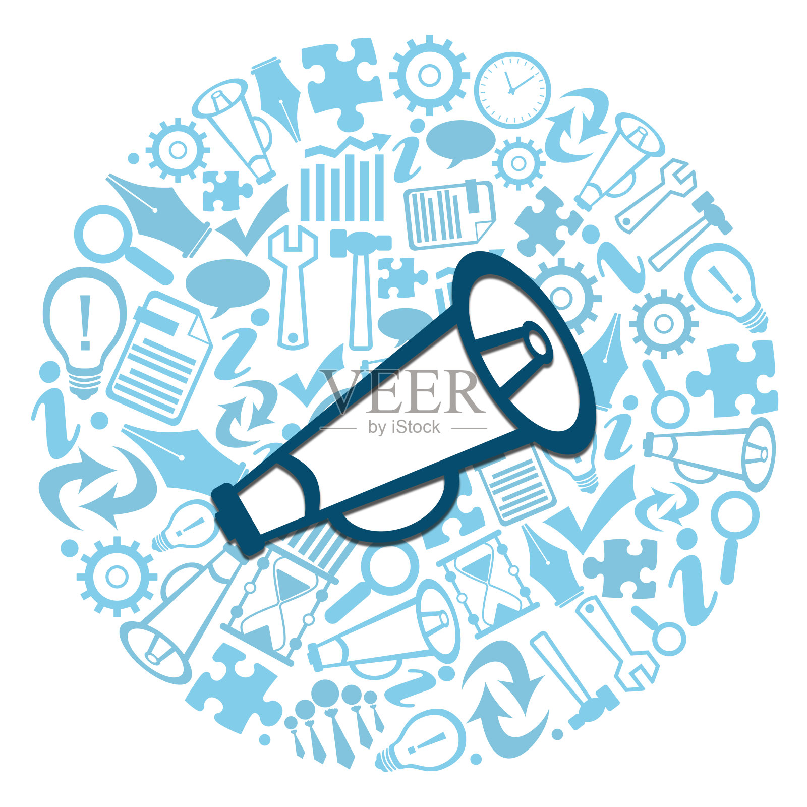 扬声器商业形状圆形蓝色插画图片素材