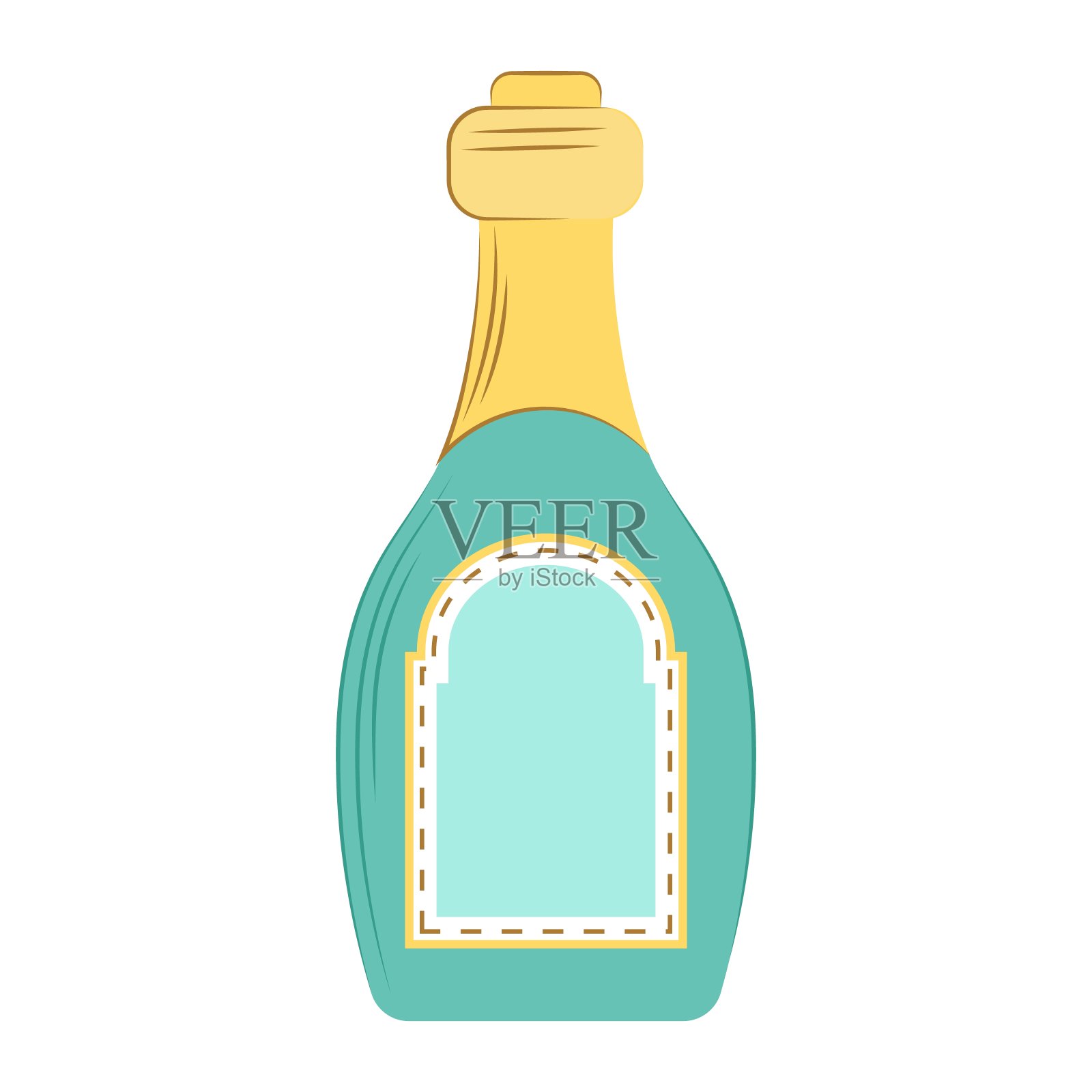 香槟酒瓶被隔离在白色背景上。矢量平面插图。插画图片素材