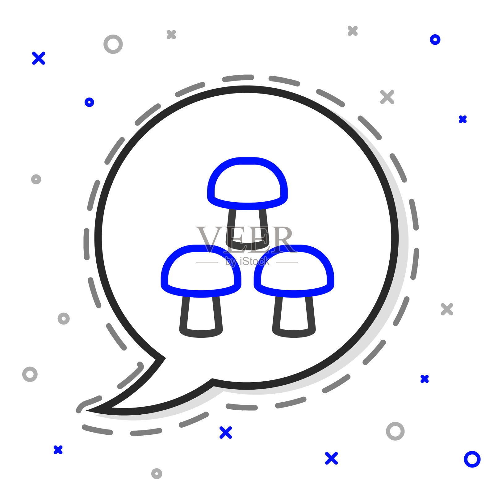 线蘑菇图标孤立在白色背景插画图片素材