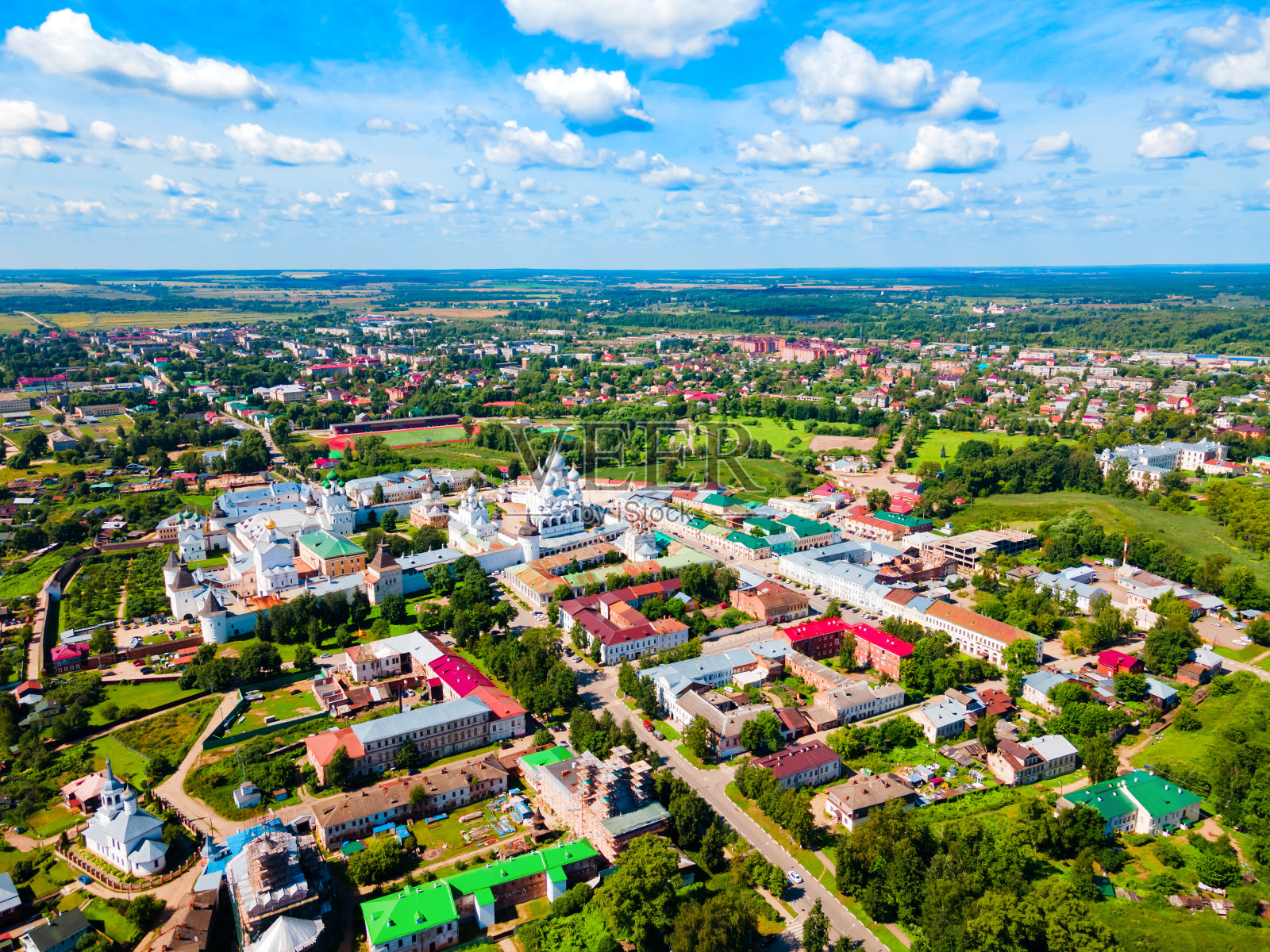 罗斯托夫克里姆林宫空中全景,俄罗斯照片摄影图片