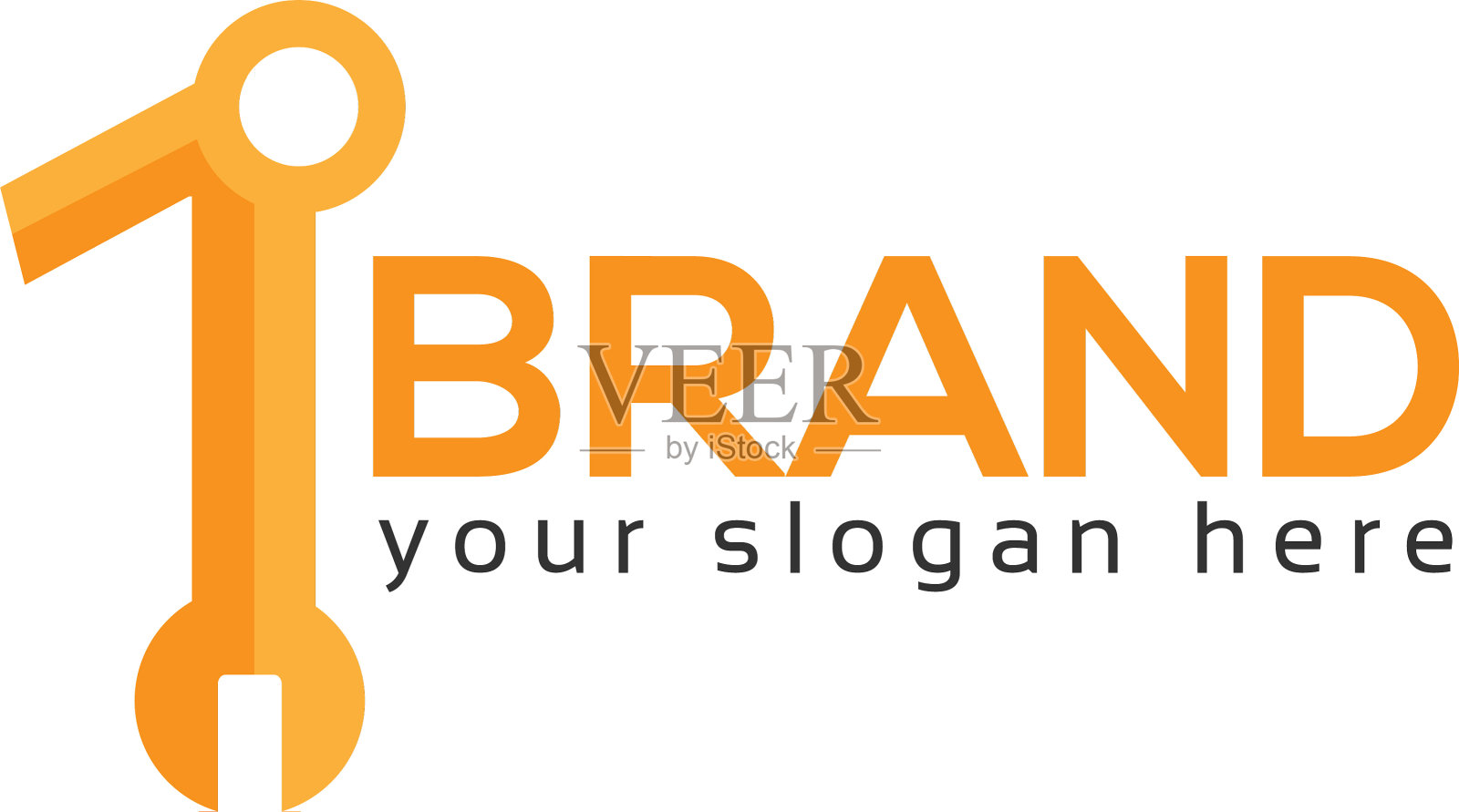 一个带有平面标志的扳手插画图片素材