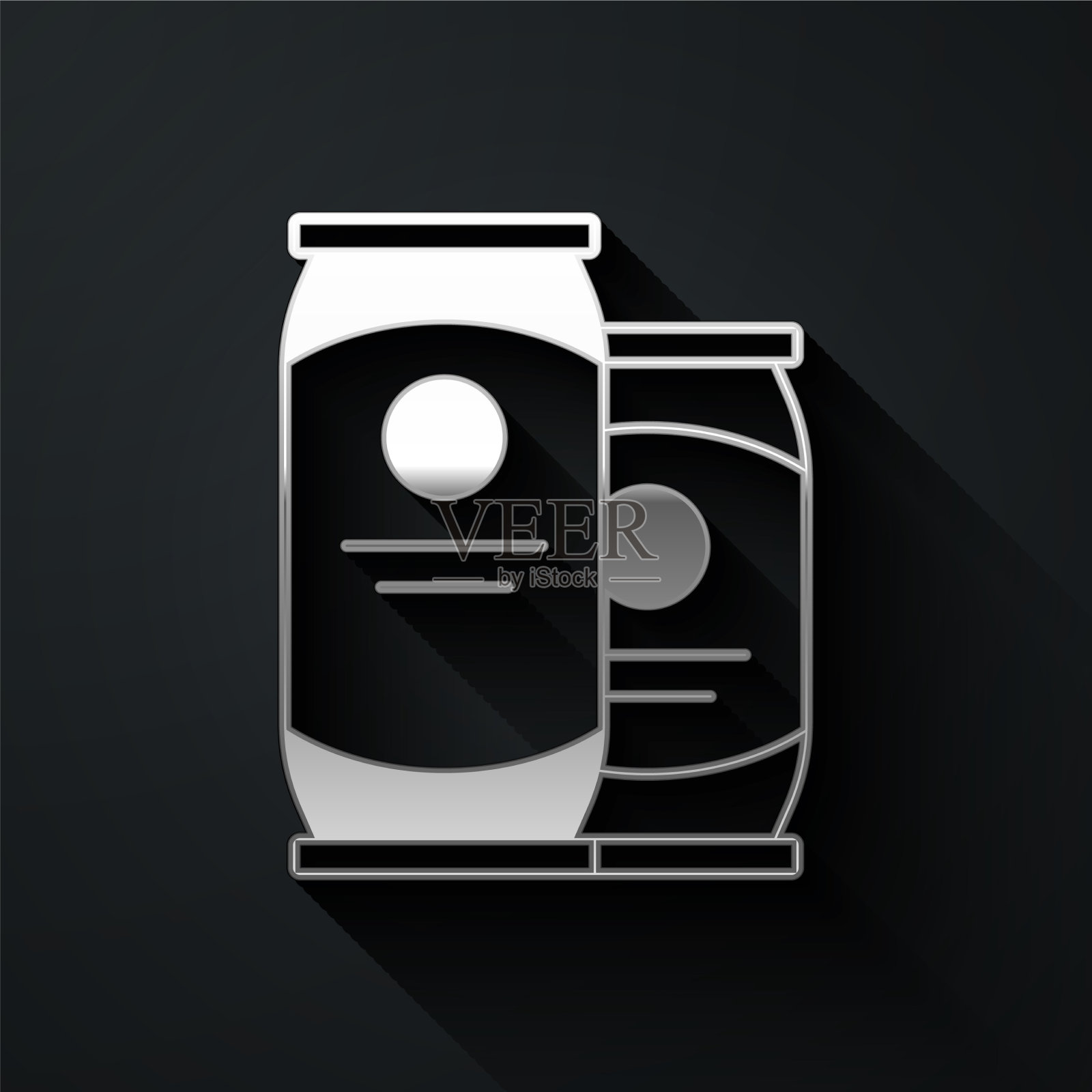 银色啤酒可以图标孤立在黑色背景插画图片素材