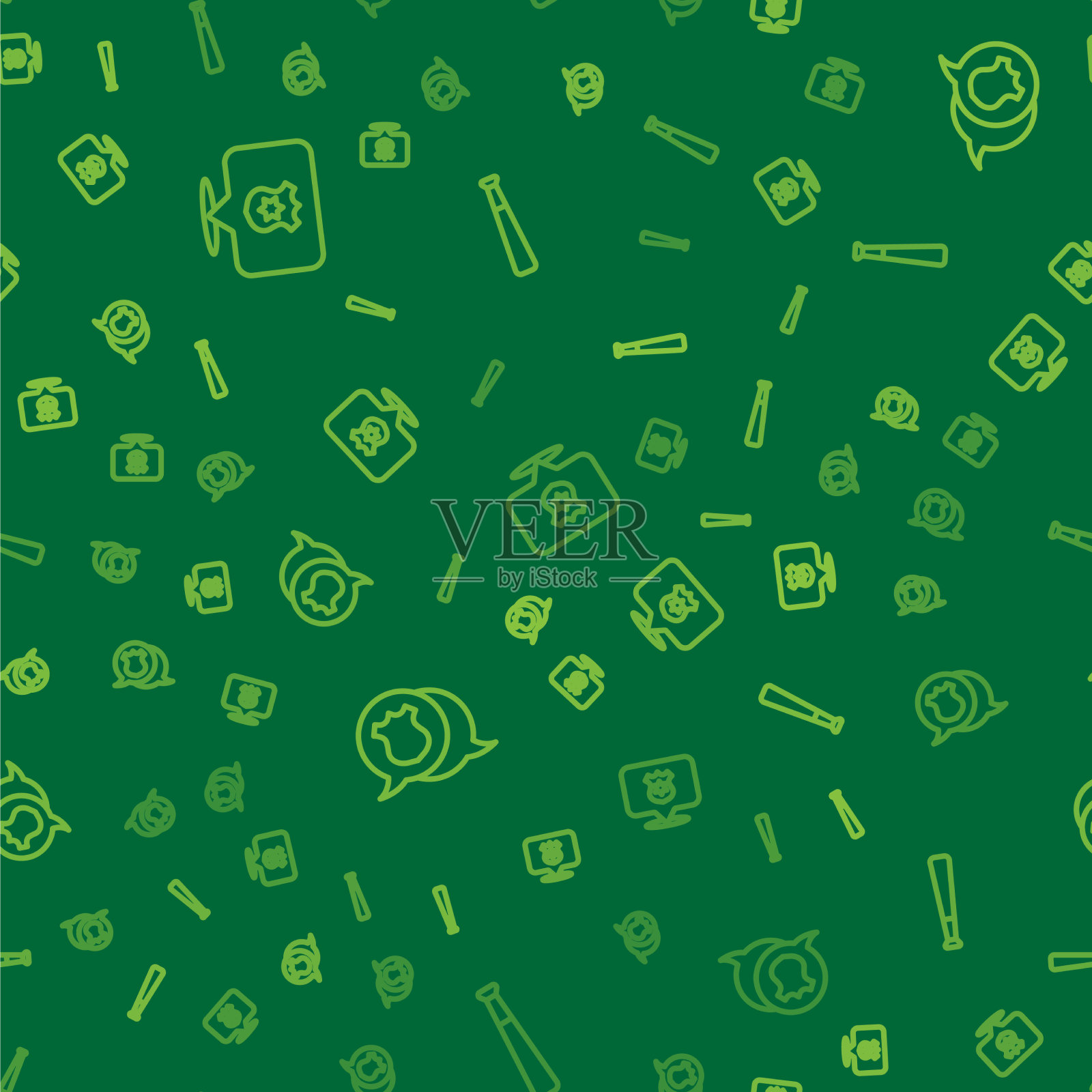 戴上警徽和棒球棒图标素材