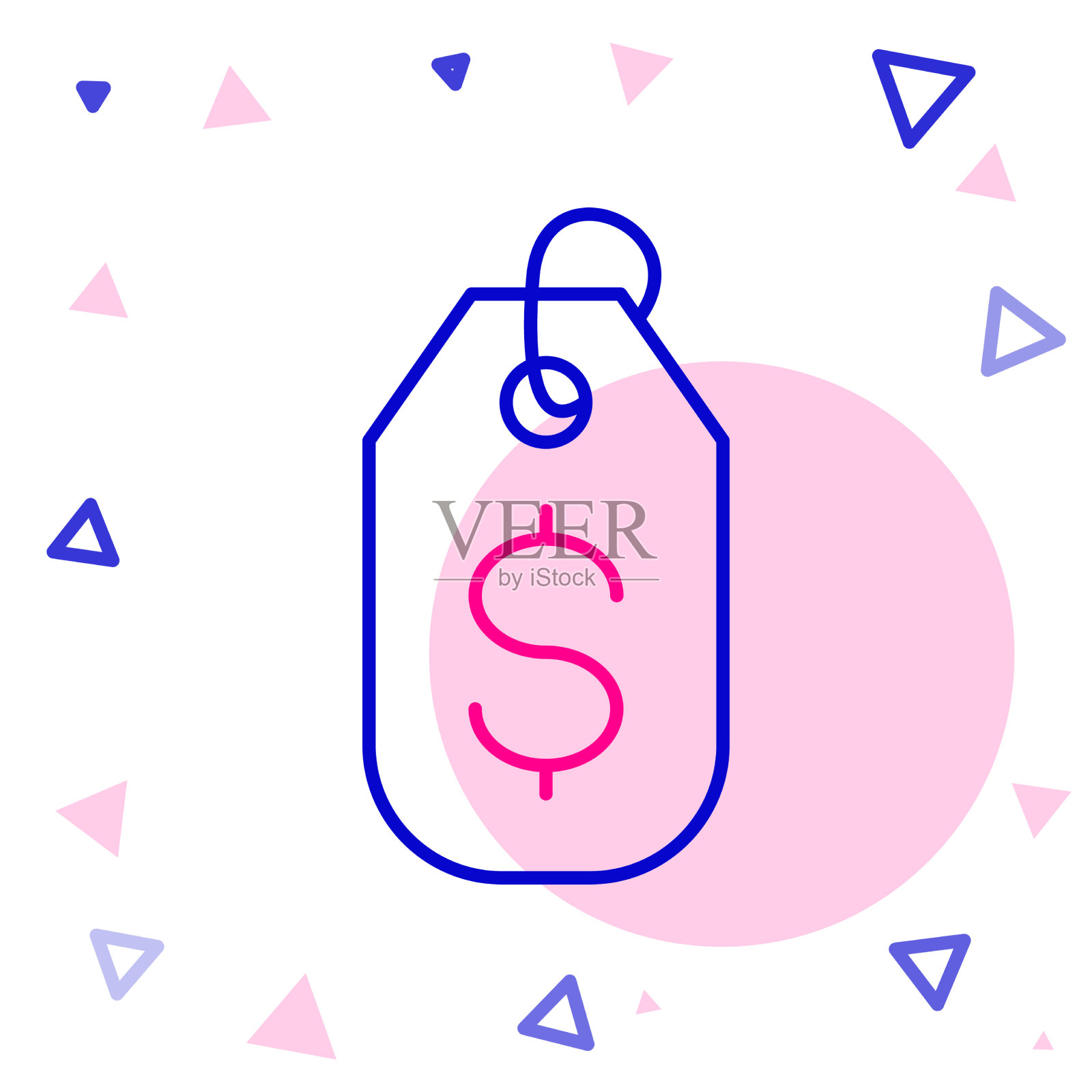 线价格标签与美元图标孤立在白色插画图片素材