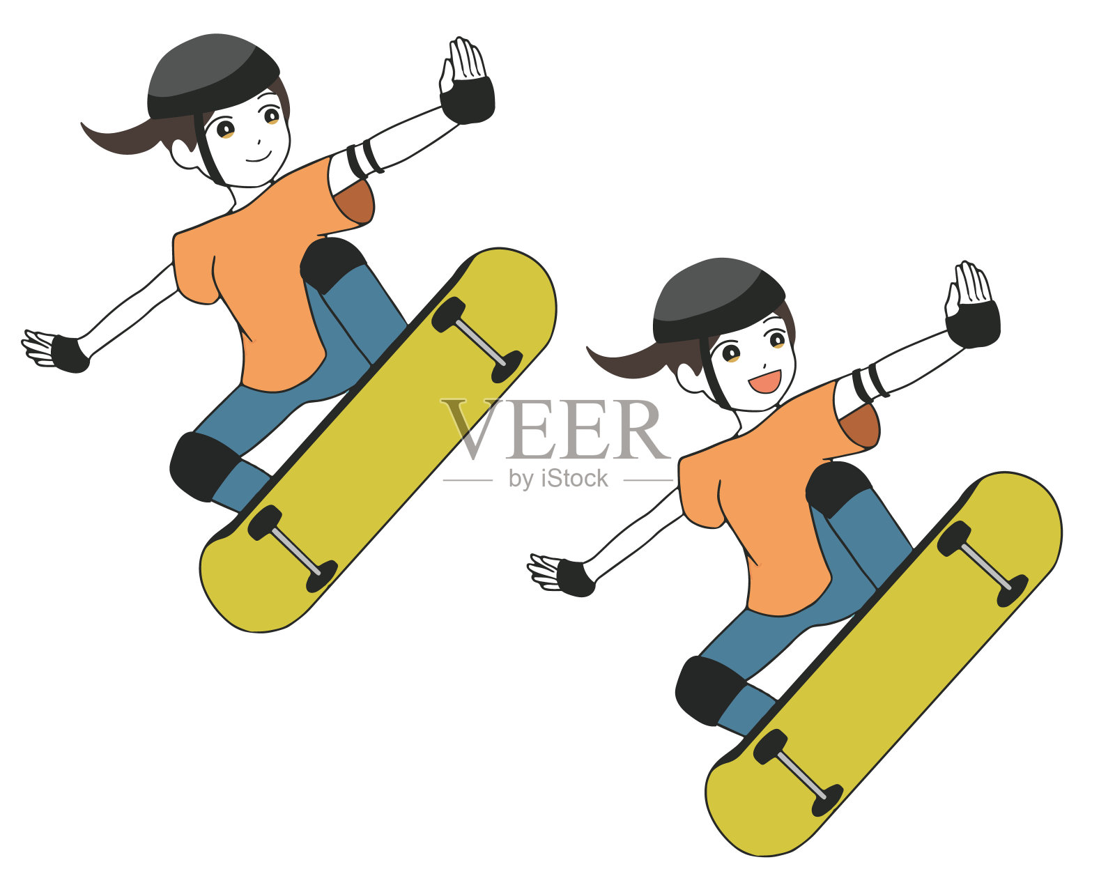 滑板女护插画图片素材