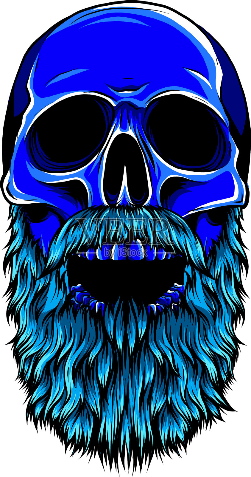 留着胡子的嬉皮士头骨设计元素图片