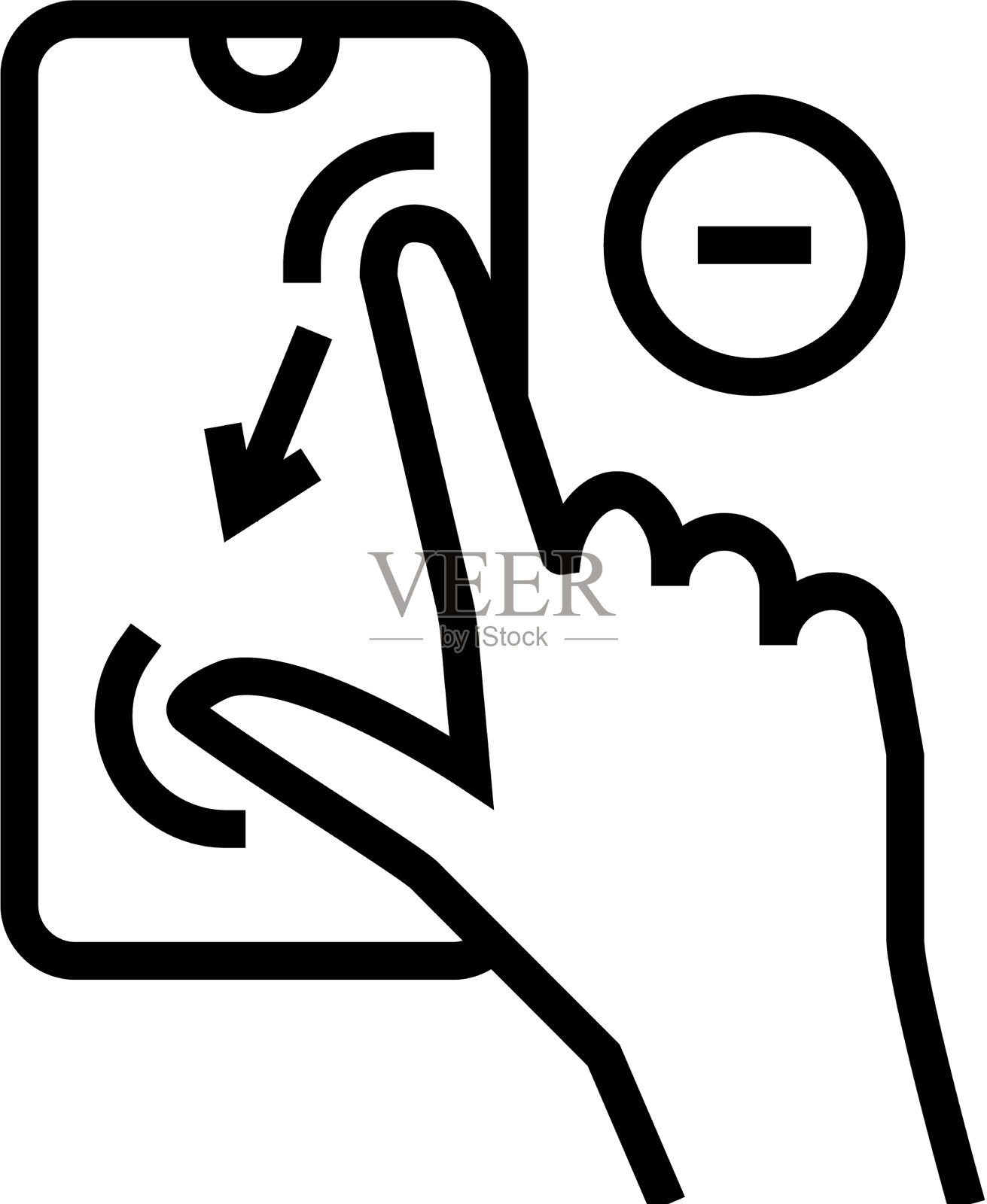 缩小手势手机屏幕线图标图标素材