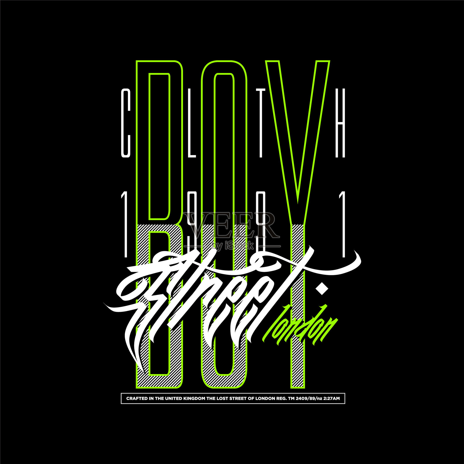 男孩伦敦街头简单复古时尚插画图片素材