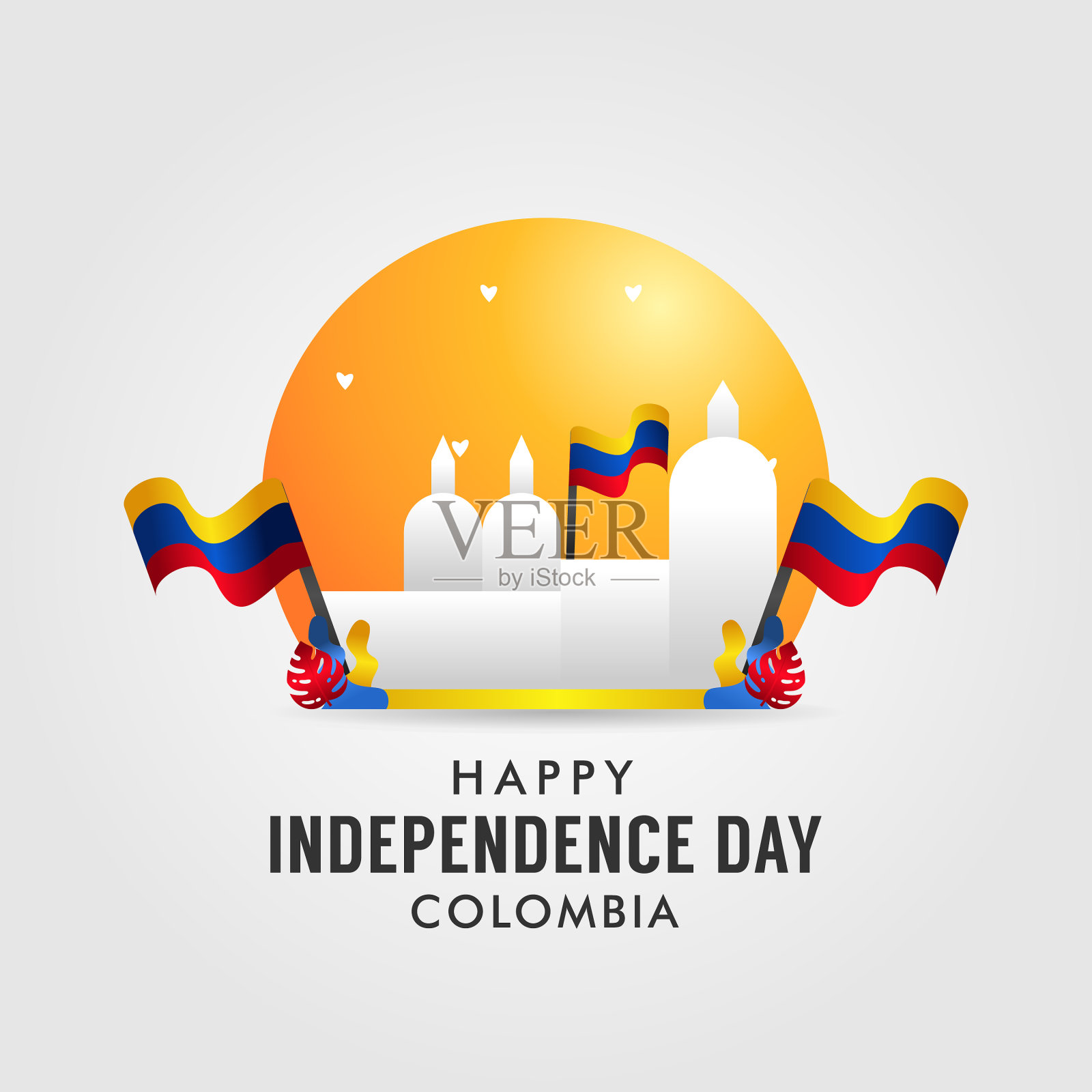 哥伦比亚独立日背景设计插画图片素材
