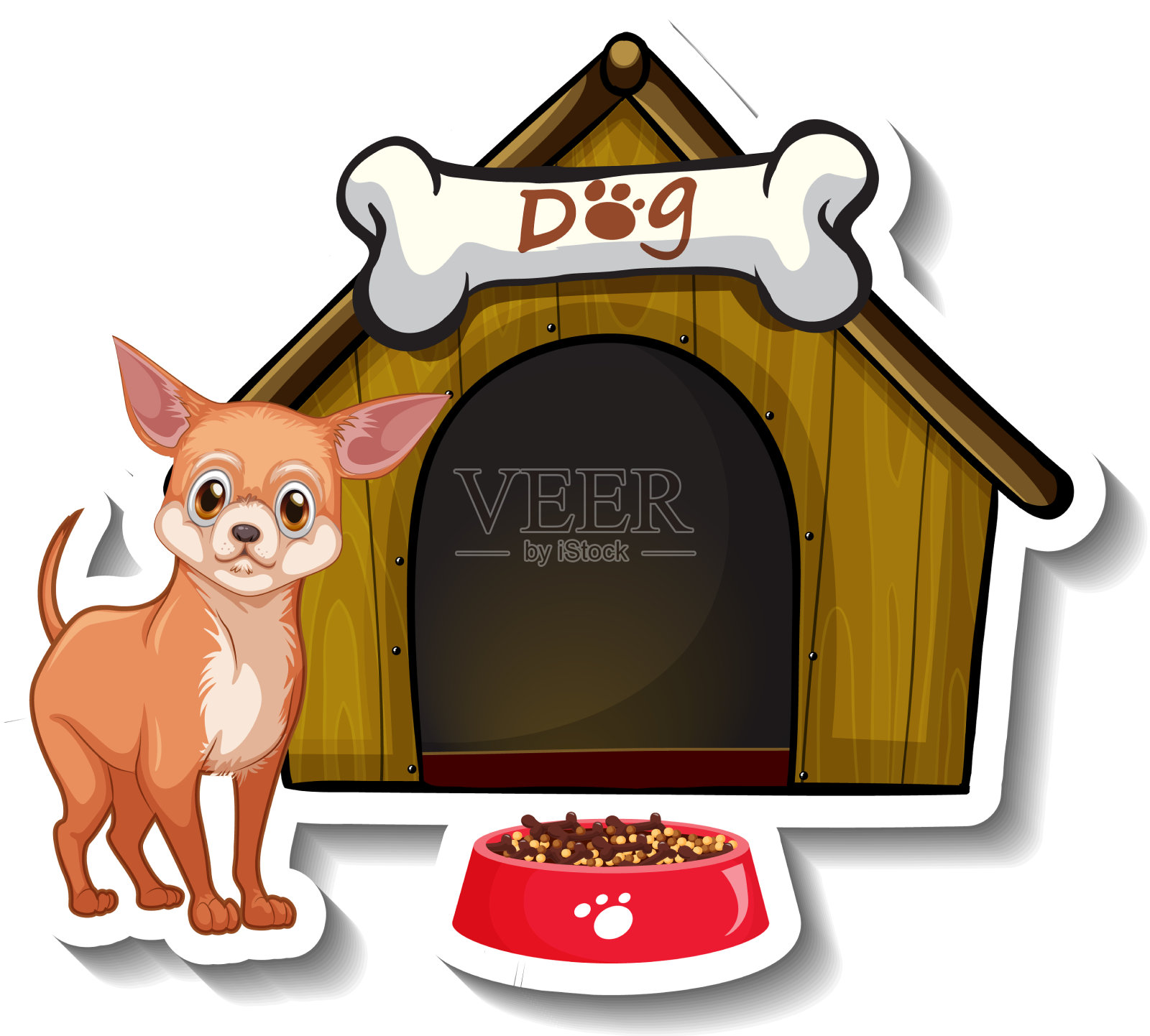 吉娃娃站在前面的贴纸设计设计元素图片