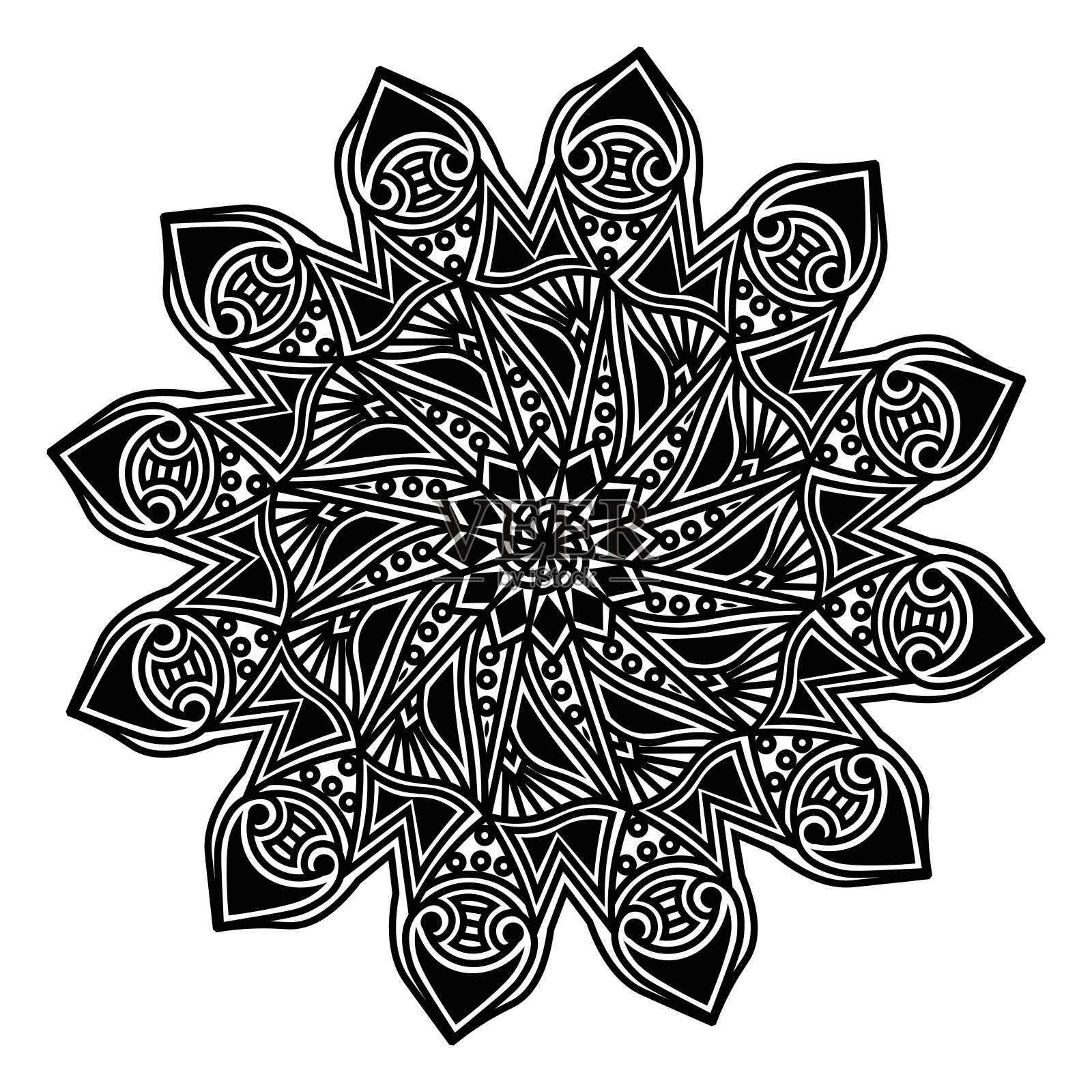 华丽艺术曼荼罗设计的阿拉伯式豪华线条艺术装饰打印模板背景插画图片素材