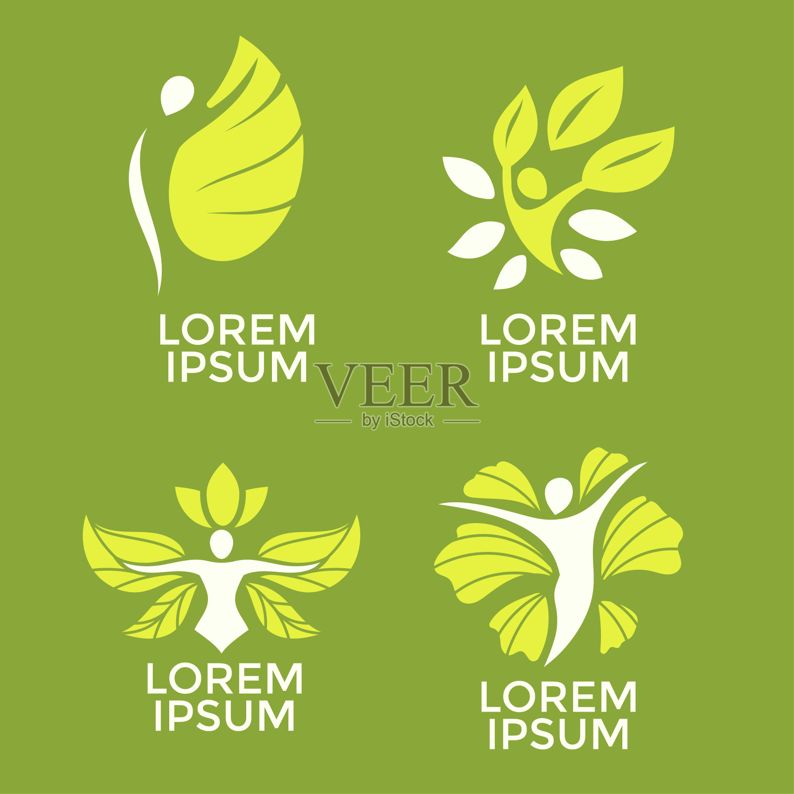 一套程式化的健康水疗徽章插画图片素材