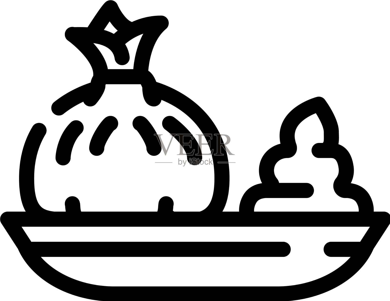 带有芥末线图标的馄饨设计元素图片