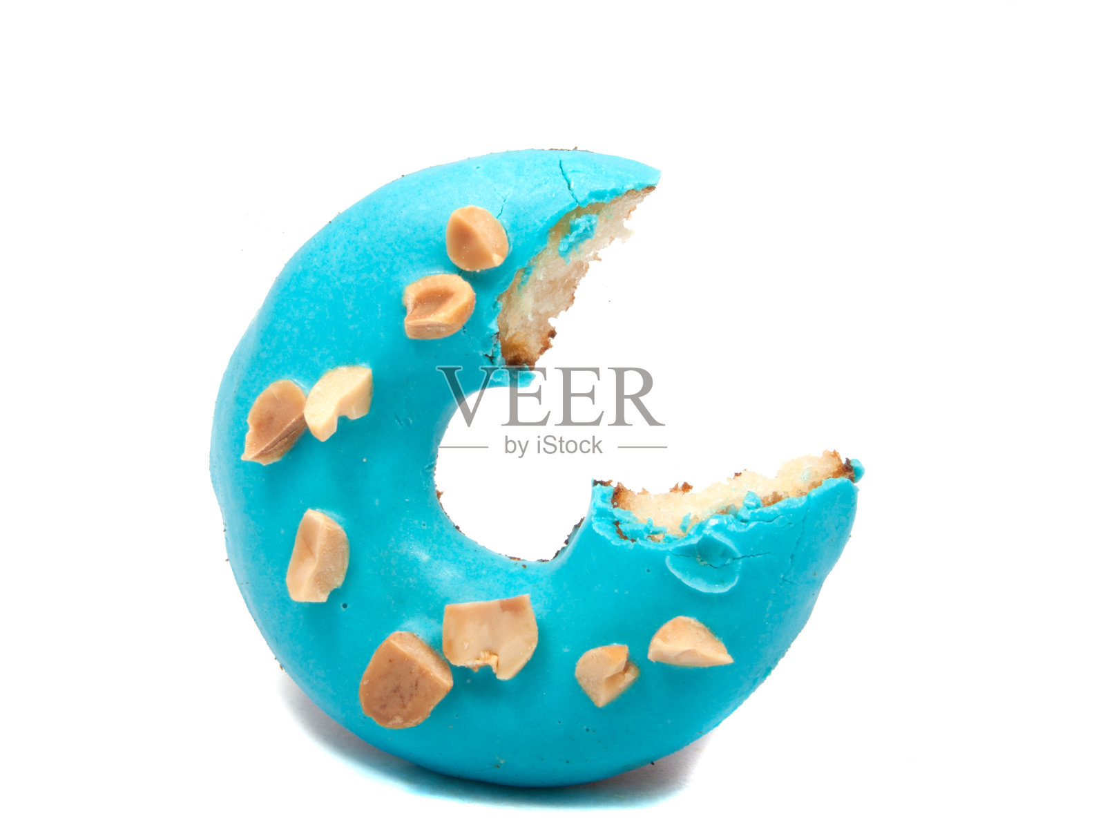 巧克力专咬甜品甜甜圈孤立在白色上照片摄影图片