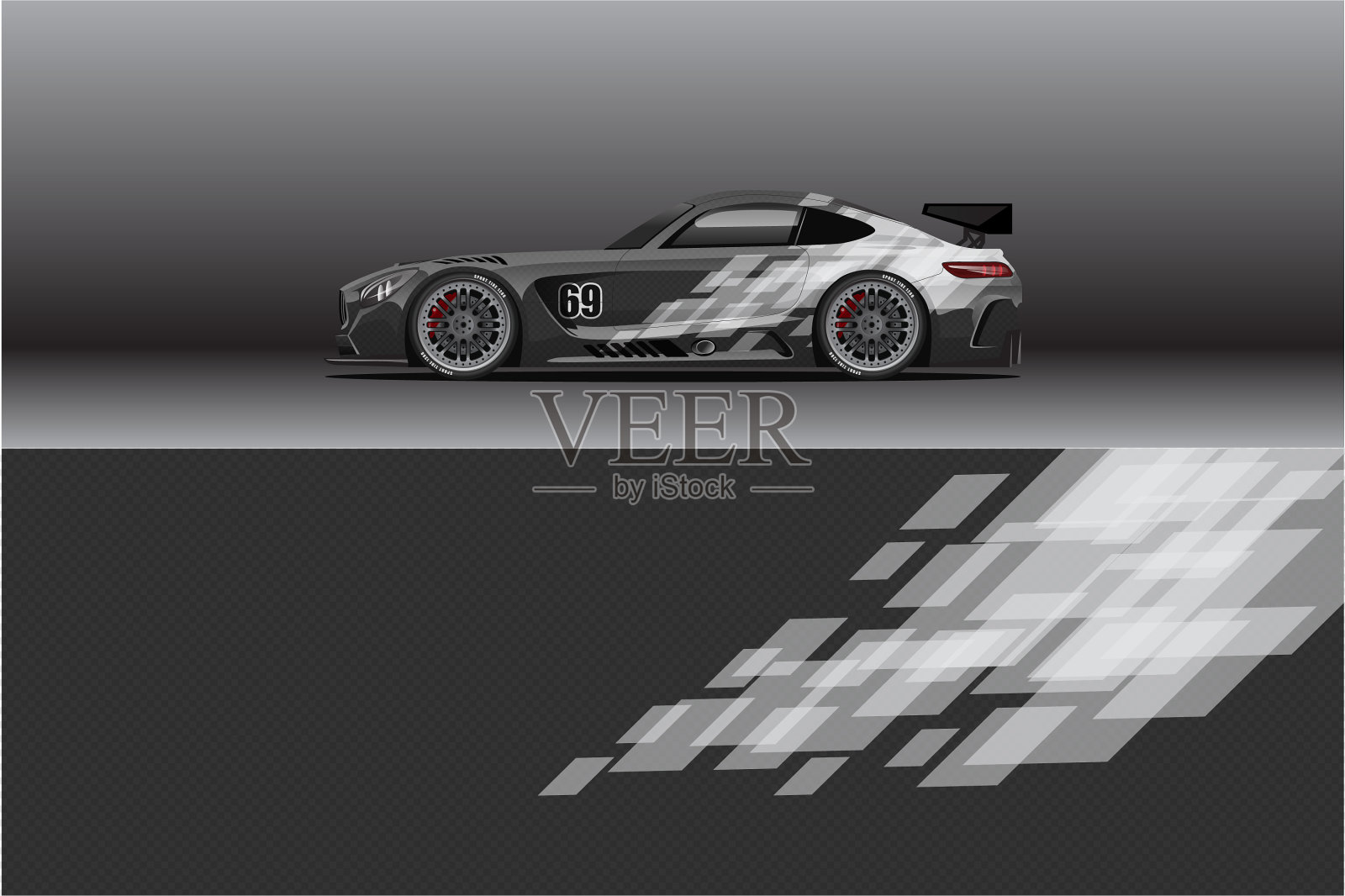 汽车包装贴花设计抽象的赛车和运动插画图片素材