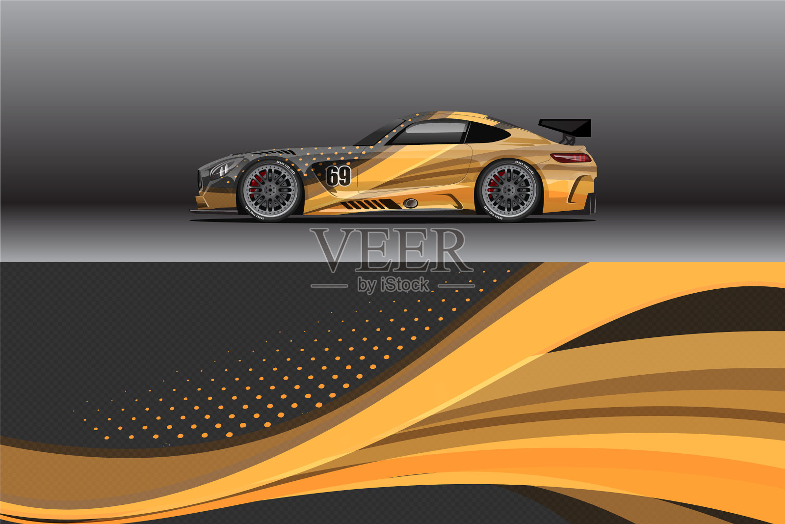 汽车包装贴花设计抽象的赛车和运动插画图片素材
