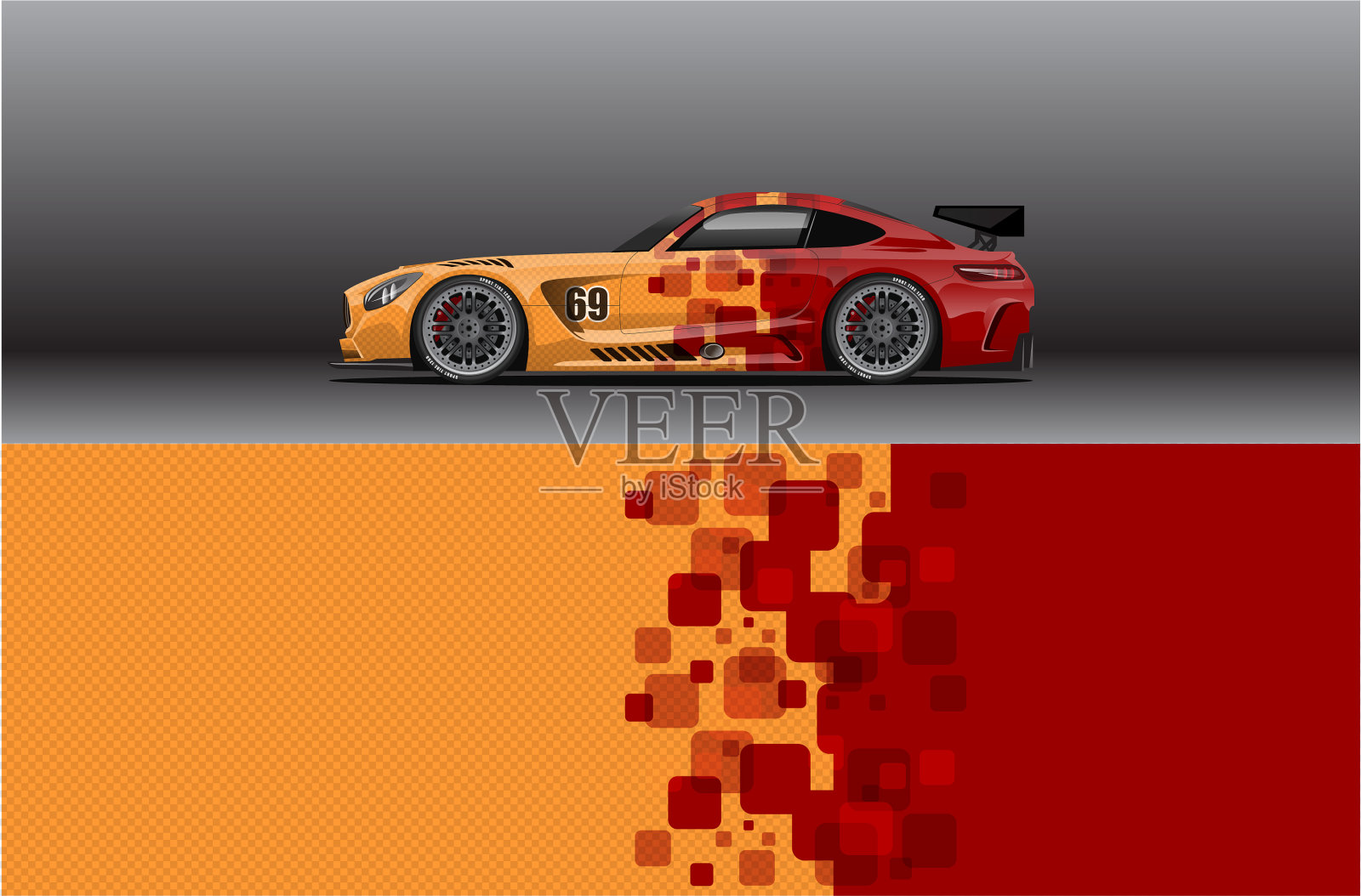 汽车包装贴花设计抽象的赛车和运动插画图片素材