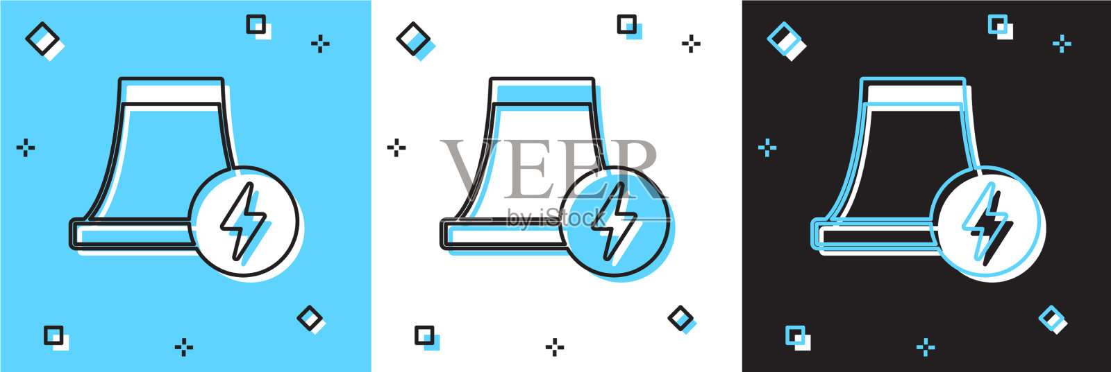 将核电站图标设为孤立的蓝色和插画图片素材