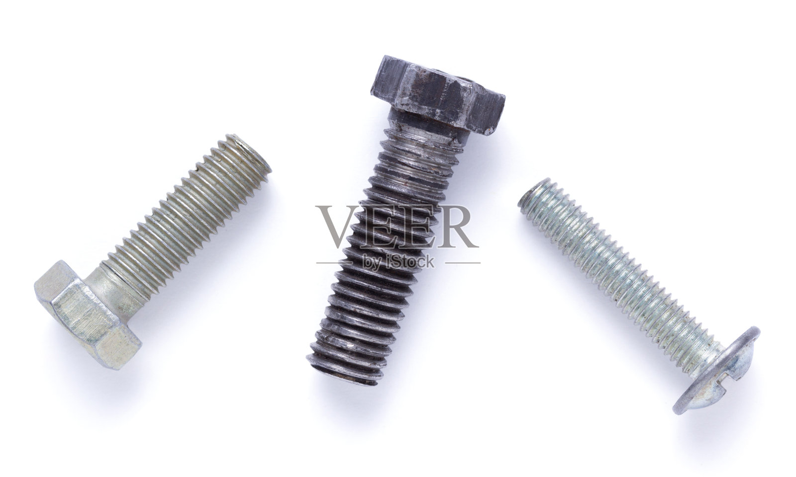 旧的金属螺栓螺丝工具在白色背景下被隔离照片摄影图片