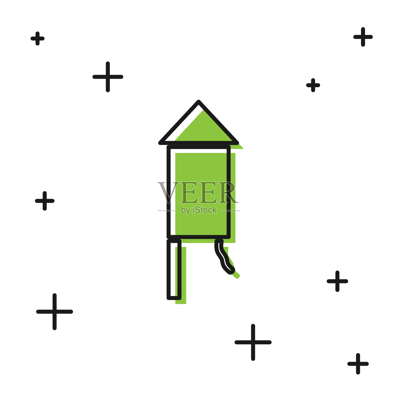 黑色烟花火箭图标孤立在白色插画图片素材