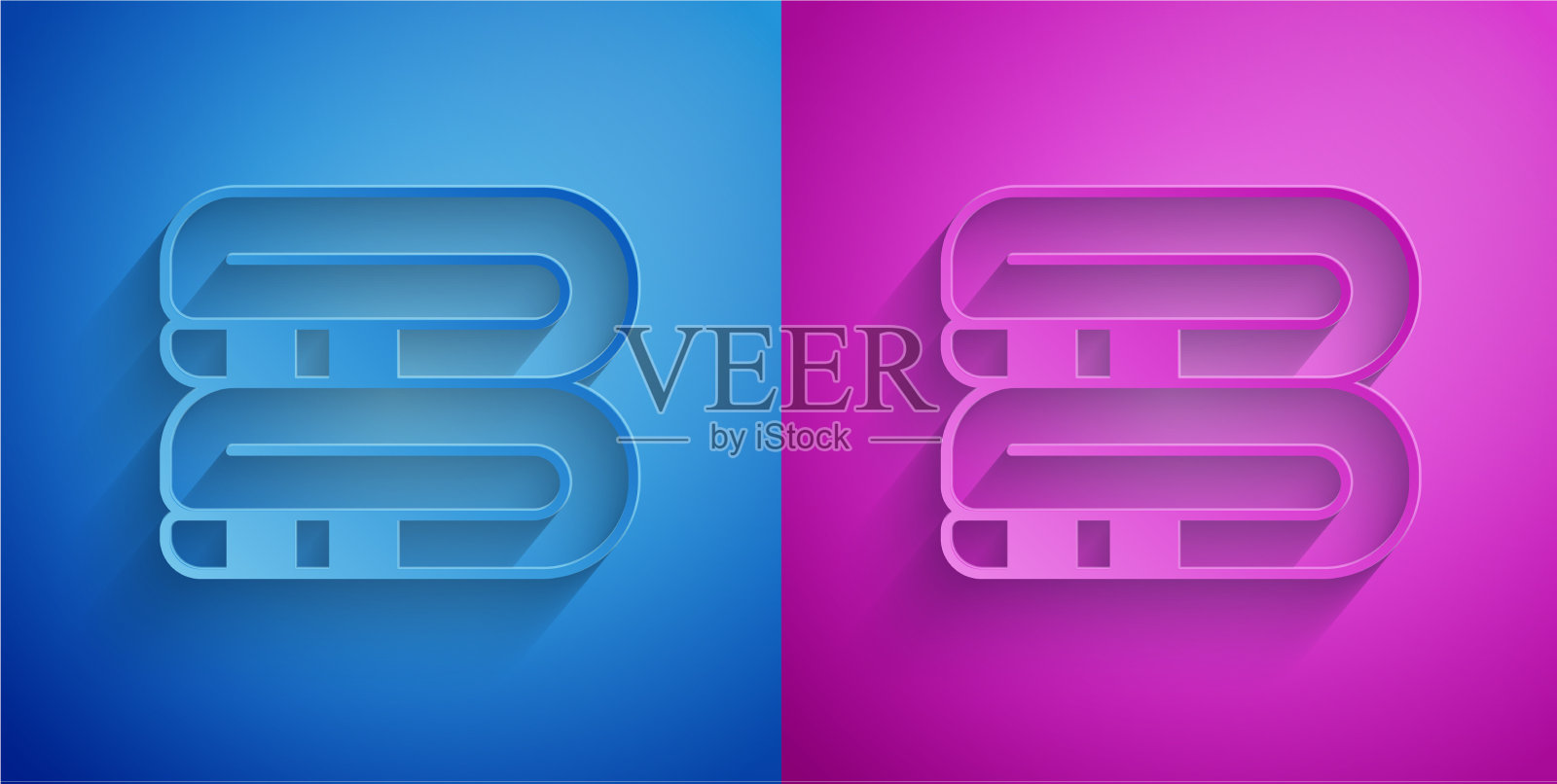 纸剪毛巾堆图标孤立在蓝色和图标素材